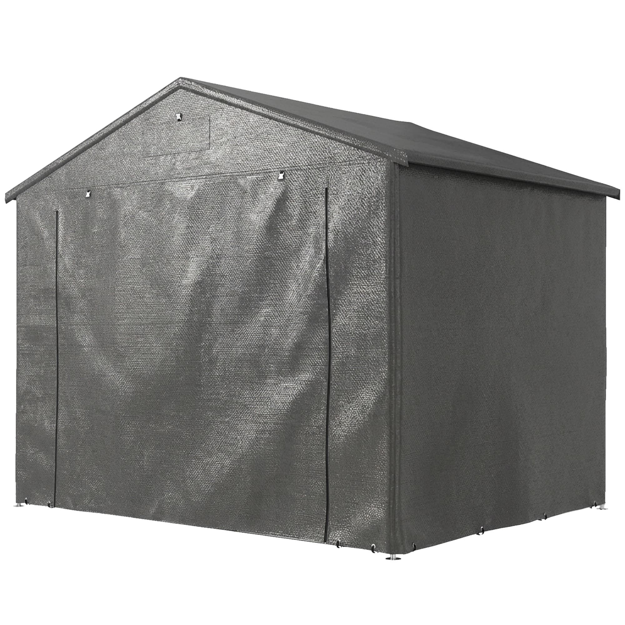 Outsunny Tente-garage 2,5 x 1,8 m Étanche Tente de garage avec porte zippée enroulable Fenêtre d'aération Gris foncé