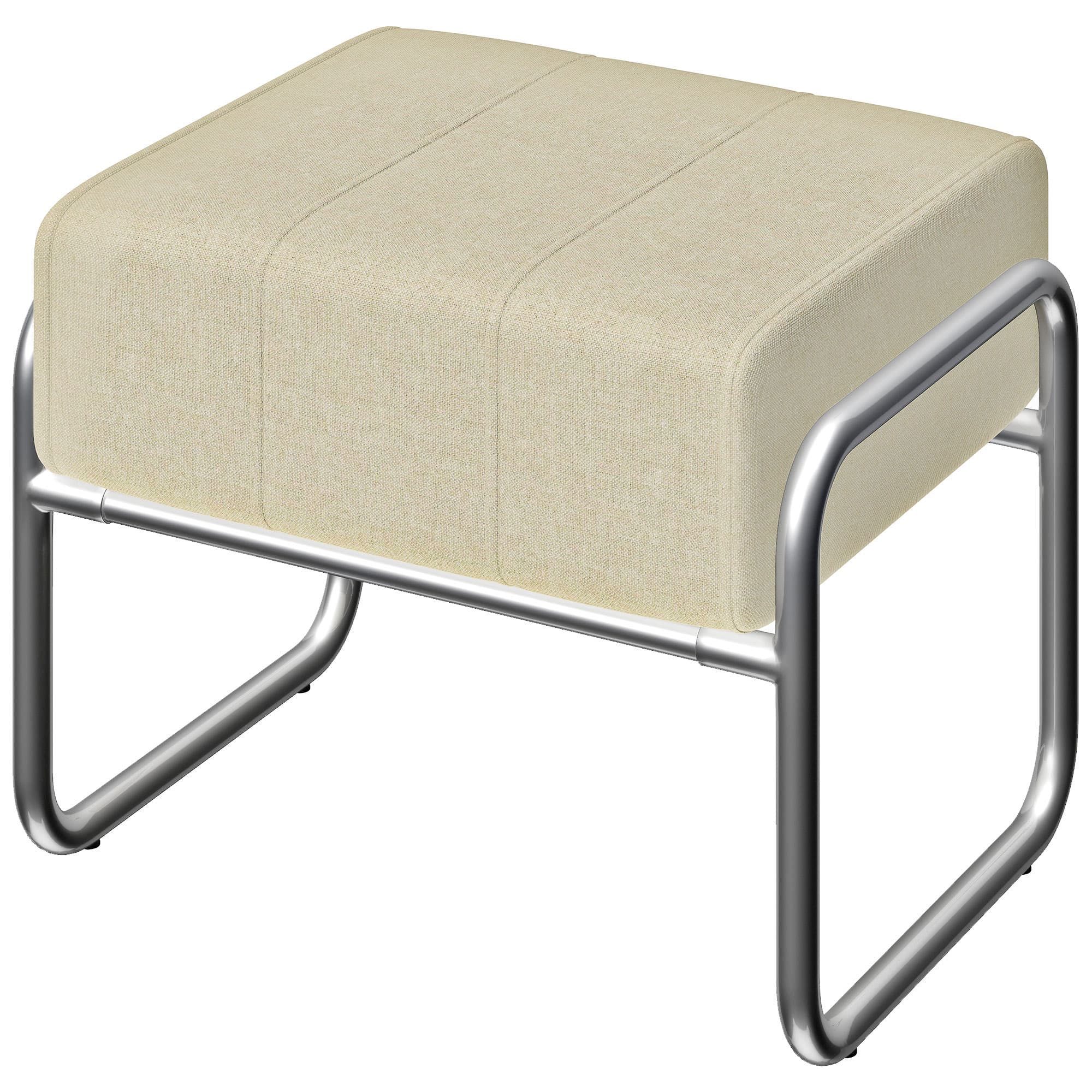 HOMCOM Repose-pieds pouf épais rembourré pouf en tissu chenille pieds en acier pour chambre, beige