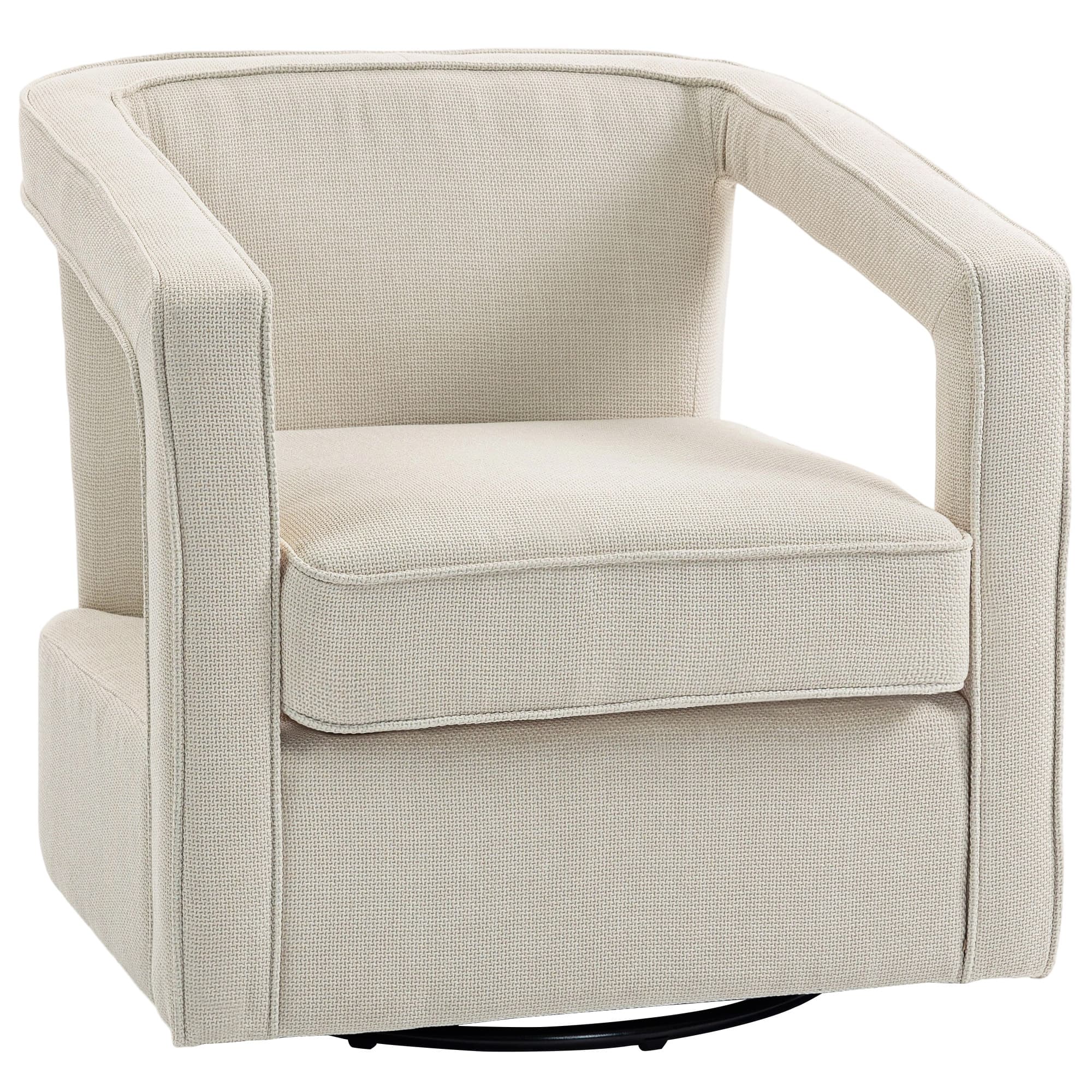 HOMCOM Fauteuil salon pivotant 360° Fauteuil lounge relax avec dossier et accoudoirs monoblocs 77 x 75 x 72 cm Beige