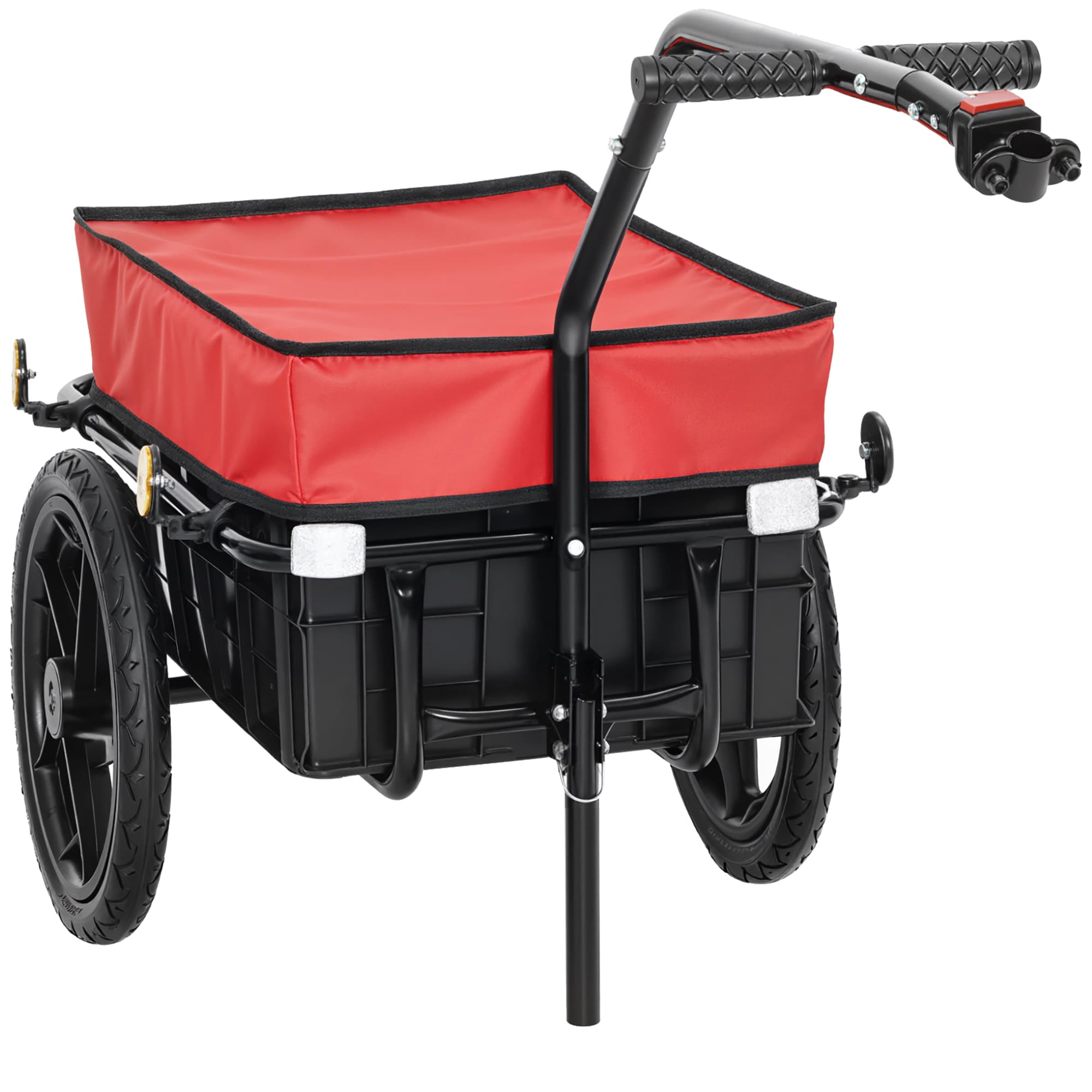 HOMCOM Remorque de Vélo 40 kg Couverture en Toile Oxford avec Réflecteurs et Cadre en Acier 144x59x80 cm Rouge et Noir