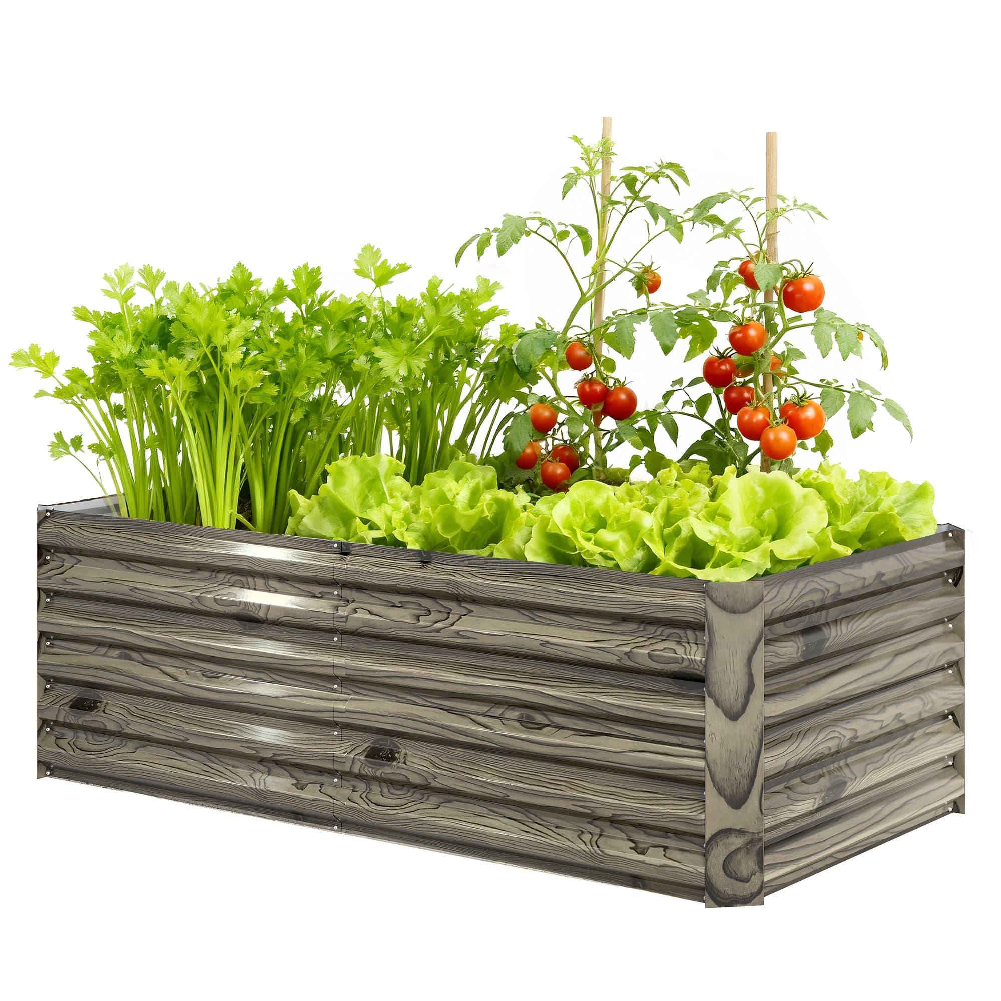 Outsunny Jardinière Extérieure Grande Rectangulaire en Acier Galvanisé pour Terrasse avec Fond Ouvert 180x90x57,5 cm Naturel