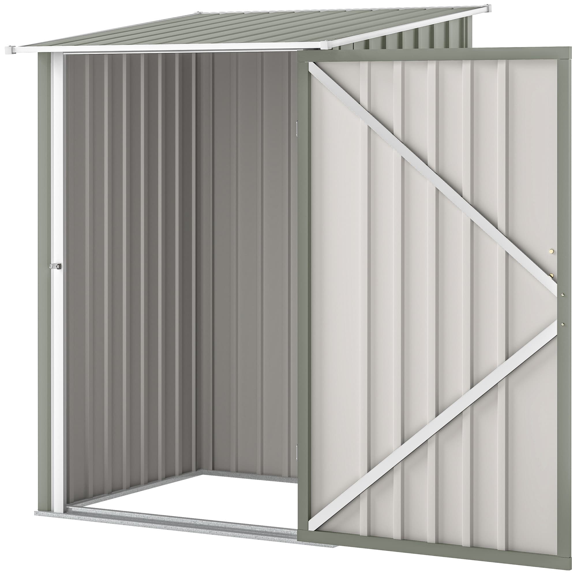 Outsunny Cabane de Jardin pour Outils en Acier Galvanisé avec Porte, 100x104x160 cm, Gris Clair