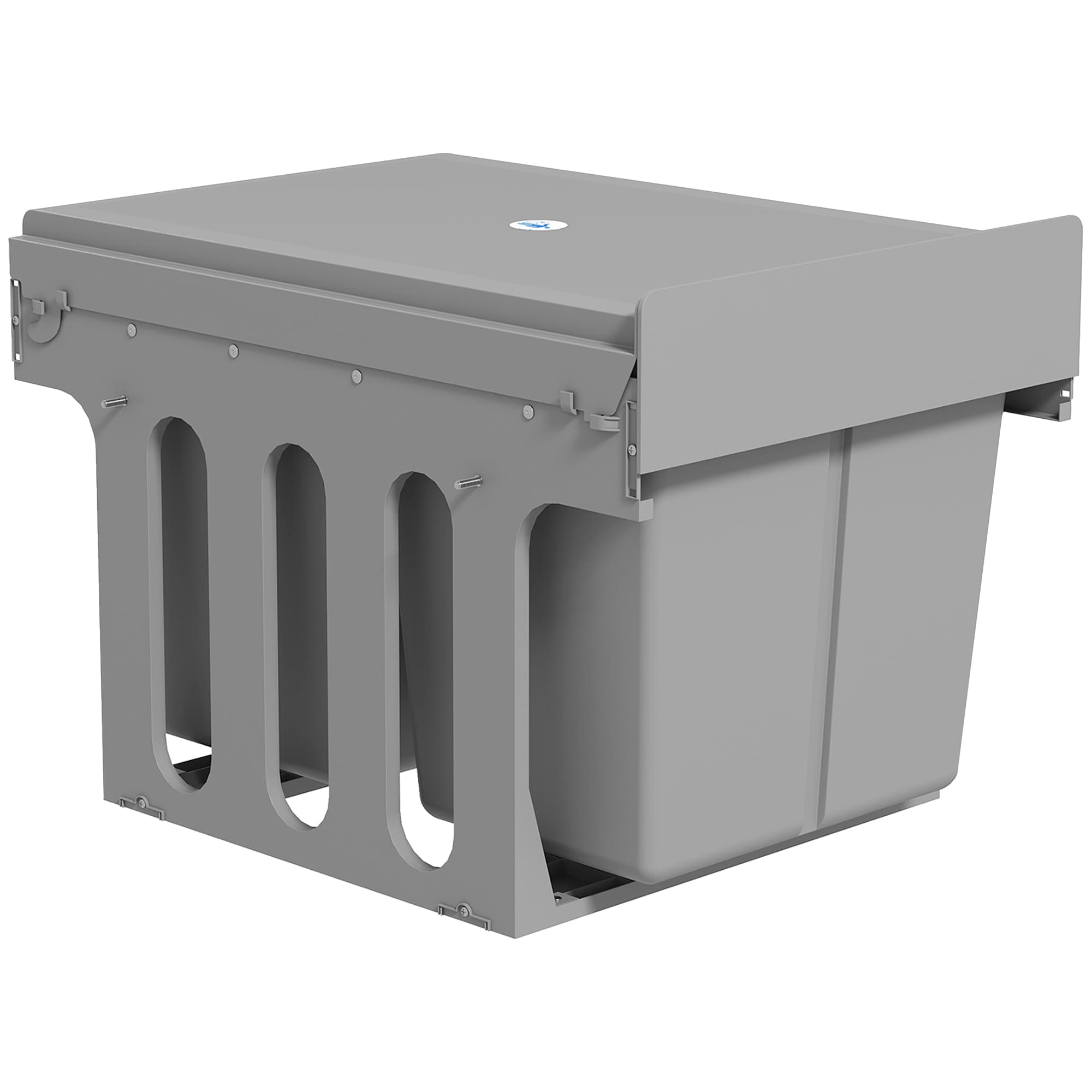 HOMCOM Poubelle Amovible sous-évier avec 2 Conteneurs Capacité Totale 30 L (15 L x2) Fixation Inférieure Gris clair