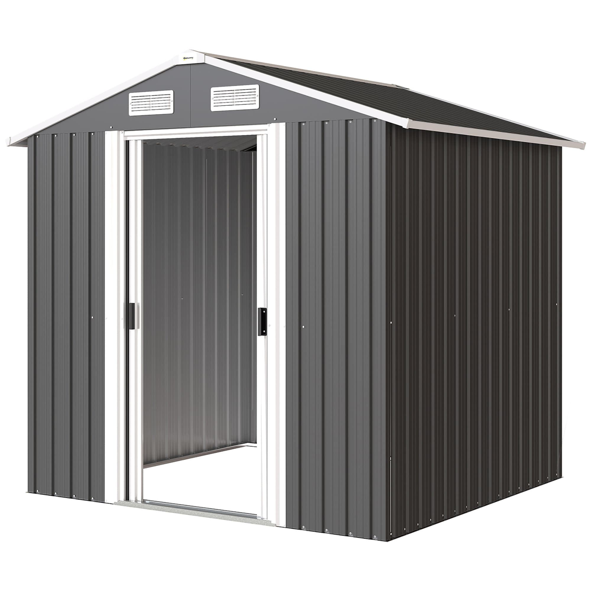 Outsunny Abri de Jardin en Acier avec 2 Portes Coulissantes, Noir, 2.6 m2