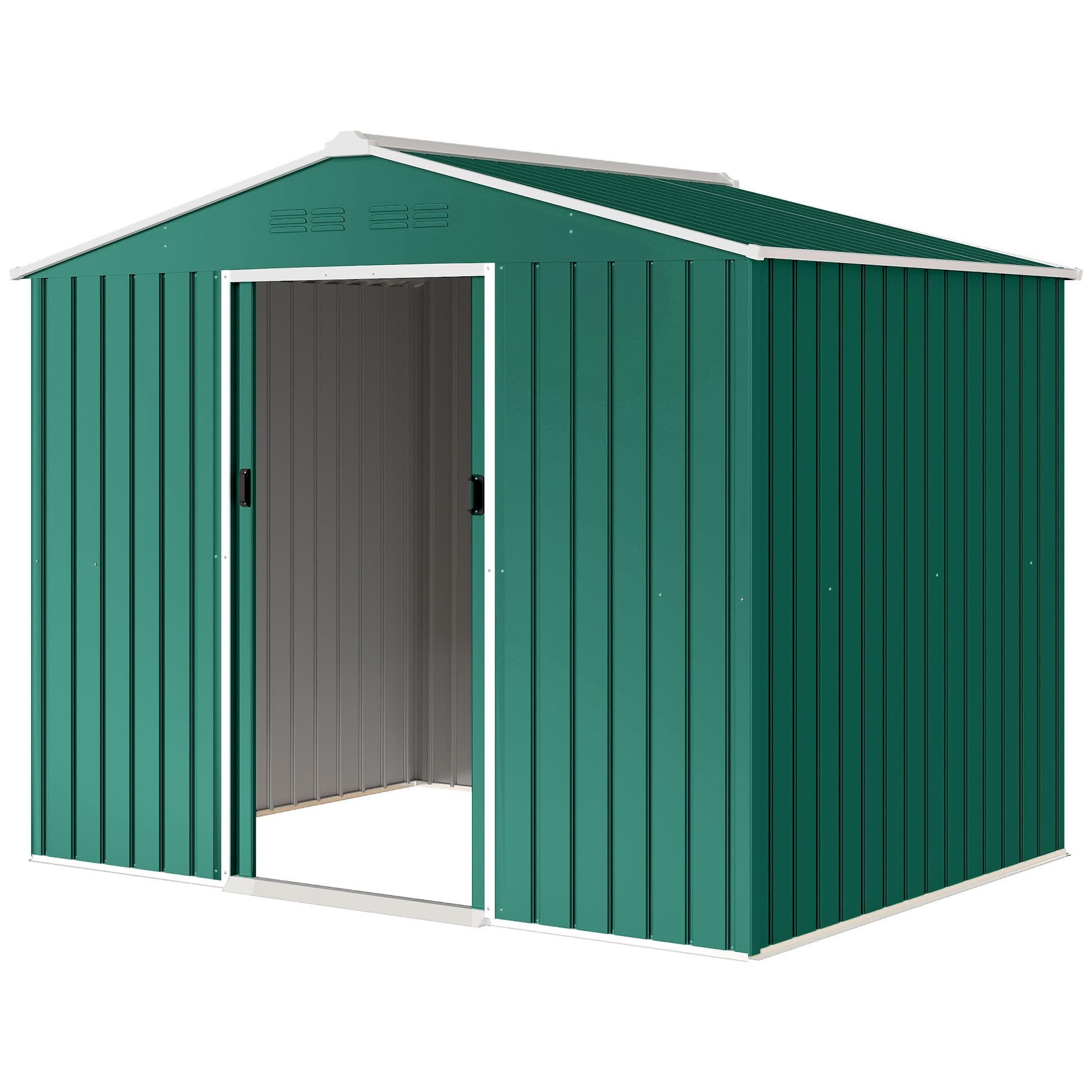 Outsunny Abri de jardin extérieur 3,6 m2 236x171x191 cm avec portes coulissantes et fentes de ventilation Vert