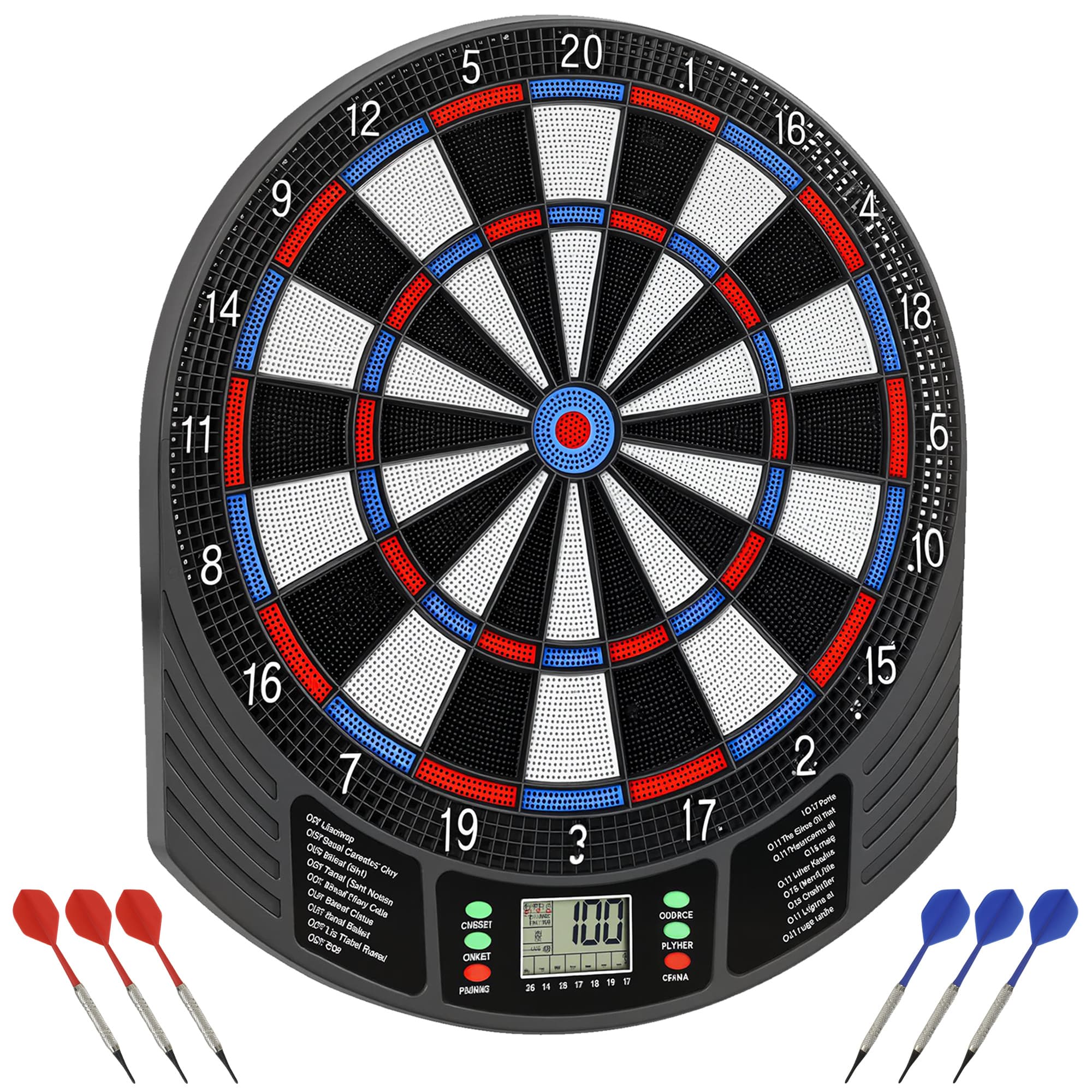 SPORTNOW Cible électronique pour 1-8 joueurs, écran LCD, 6 jeux de fléchettes, multicolore