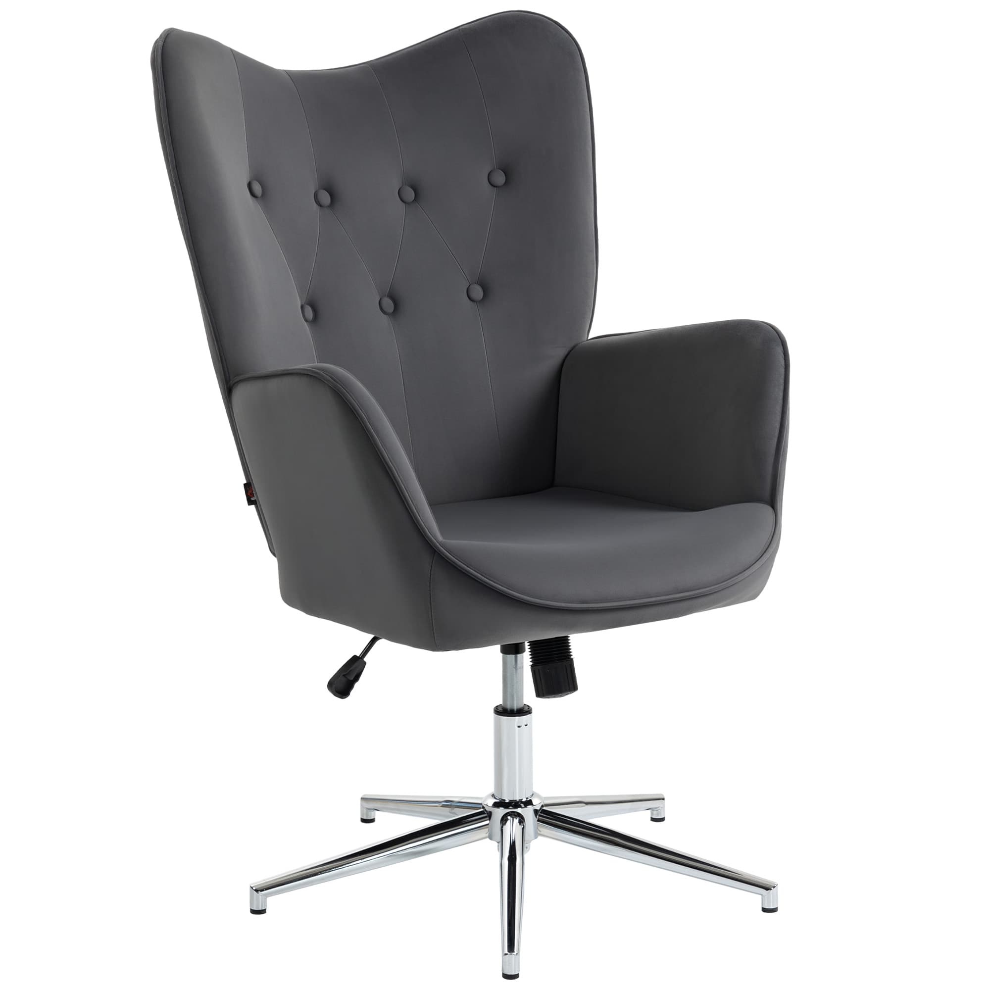 HOMCOM Fauteuil de Salon Pivotant avec Accoudoirs en Velours, avec Bascule et Hauteur Réglable, Gris Foncé