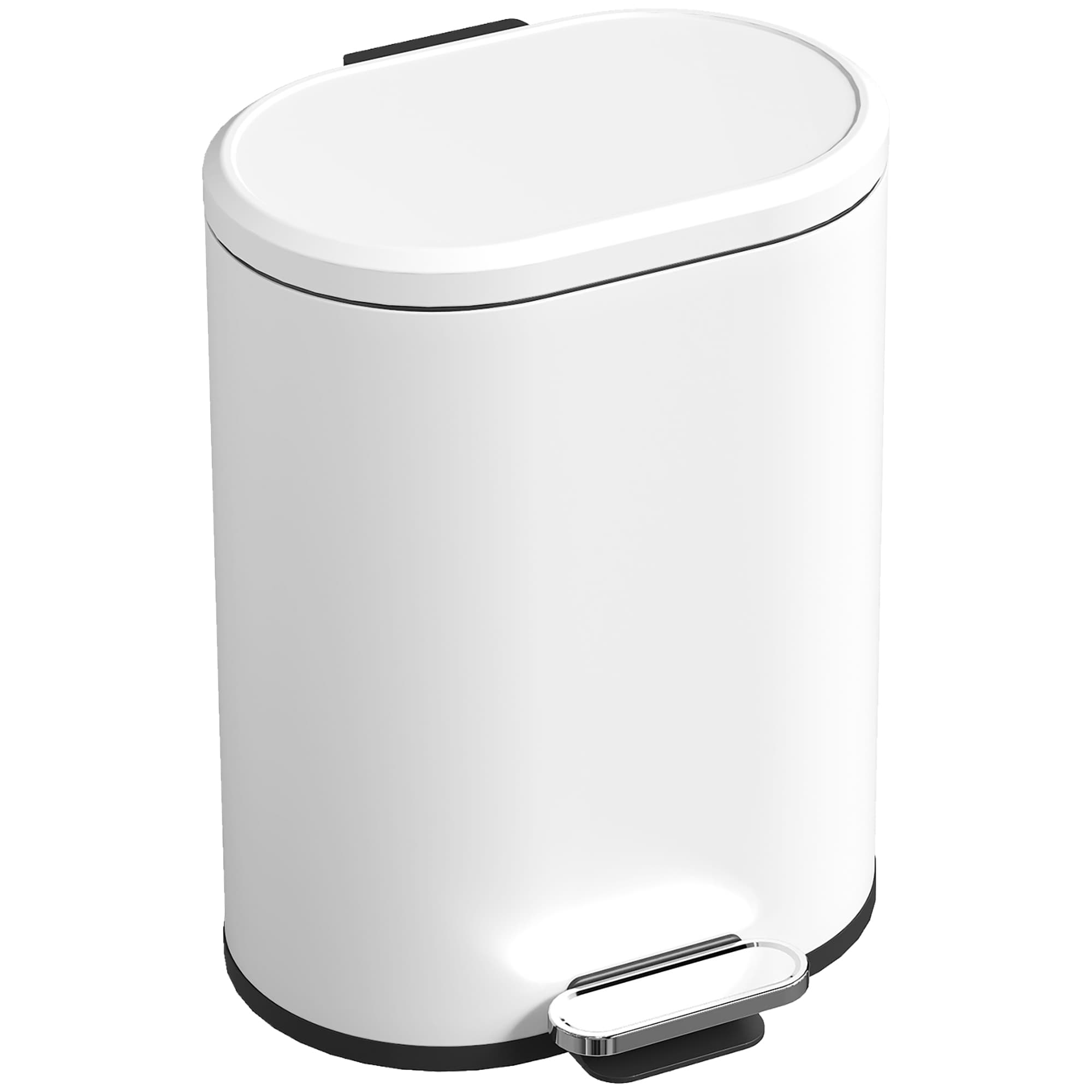 HOMCOM Poubelle 12L Poubelle à pédale avec couvercle, pédale, seau intérieur, fonction Soft-Close, 30 x 25,5 x 37,5 cm, blanc
