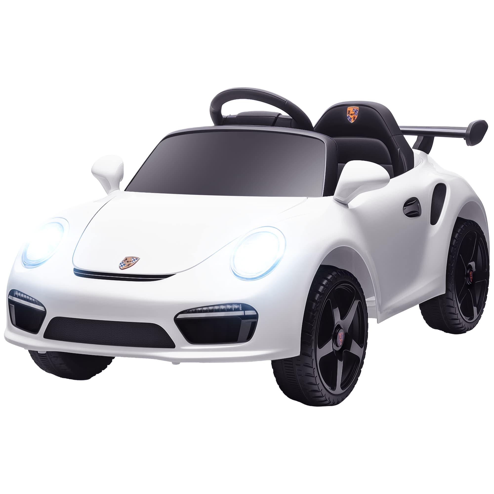 AIYAPLAY Voiture électrique pour enfants sous licence RUF CTR 3 Clubsport Télécommande Double moteur Roues auxiliaires Blanc