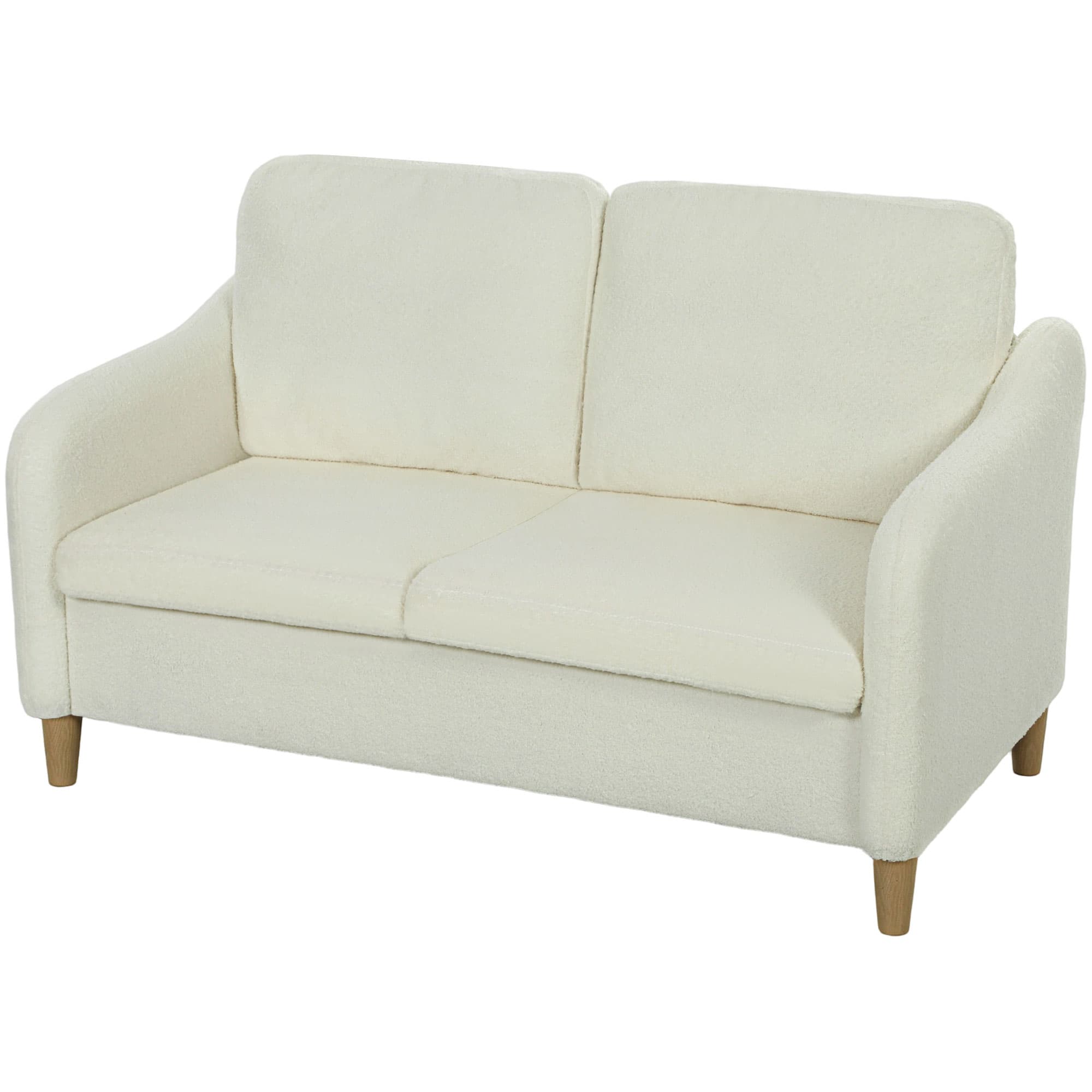 HOMCOM Canapé 2 Places Moderne avec Coussins Épais et Revêtement Sherpa, 137x69x82 cm, Crème