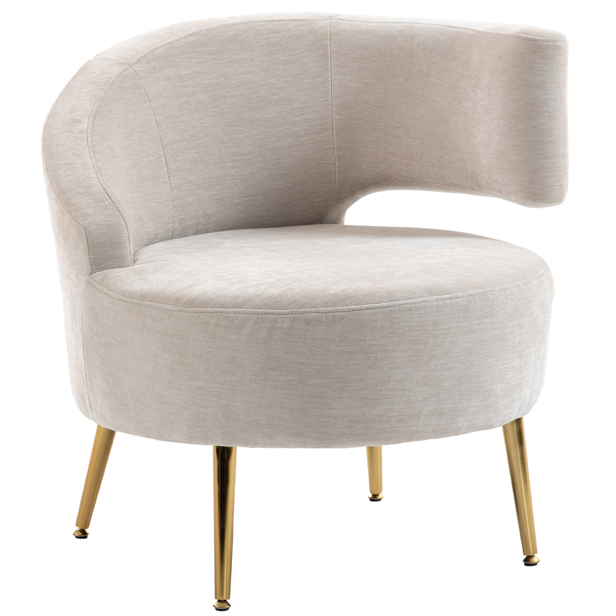 HOMCOM Chaise moderne revêtue en chenille crème blanche avec dossier en arc, 69x65x67 cm