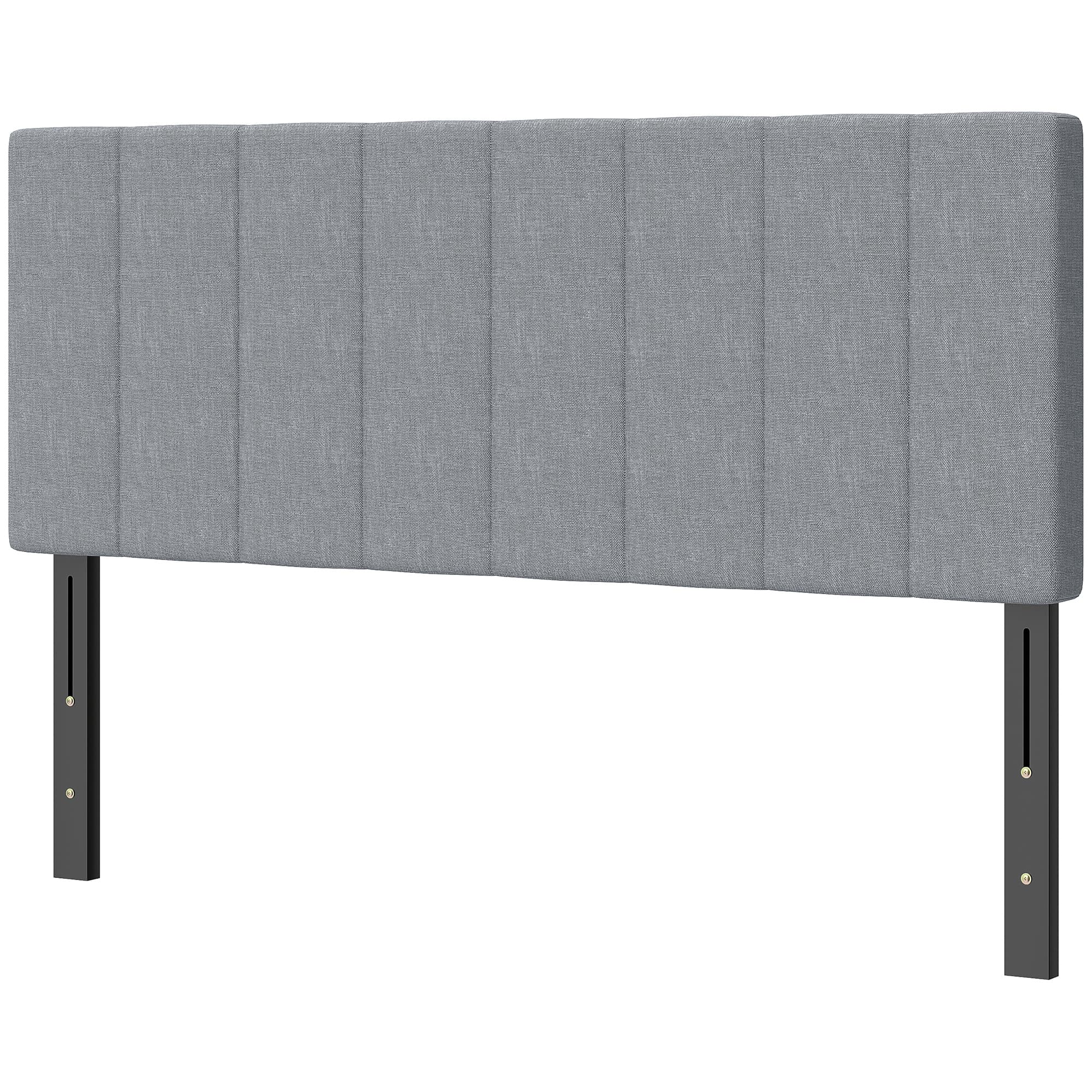 HOMCOM Tête de lit 3-fois réglable hauteur tête de lit avec pieds en métal aspect lin pour chambre 160x10x106/116/126 cm Gris