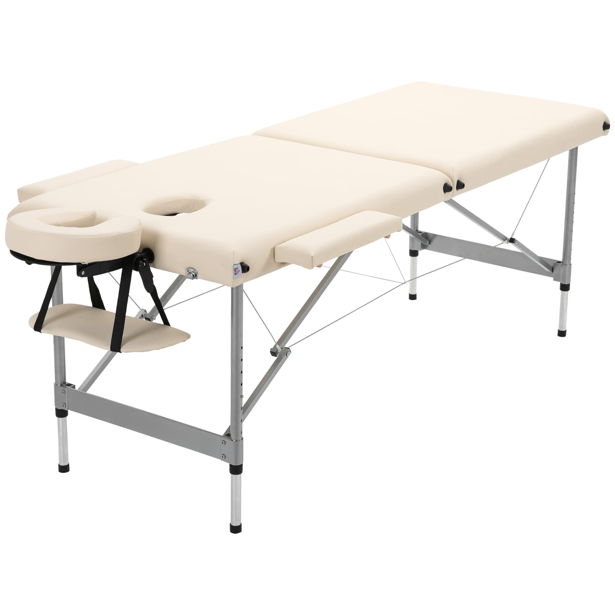 HOMCOM Table de massage pliable, incl. ouverture faciale, accoudoirs, repose-mains, table de massage mobile, 186 cm x 71 cm x 83 cm