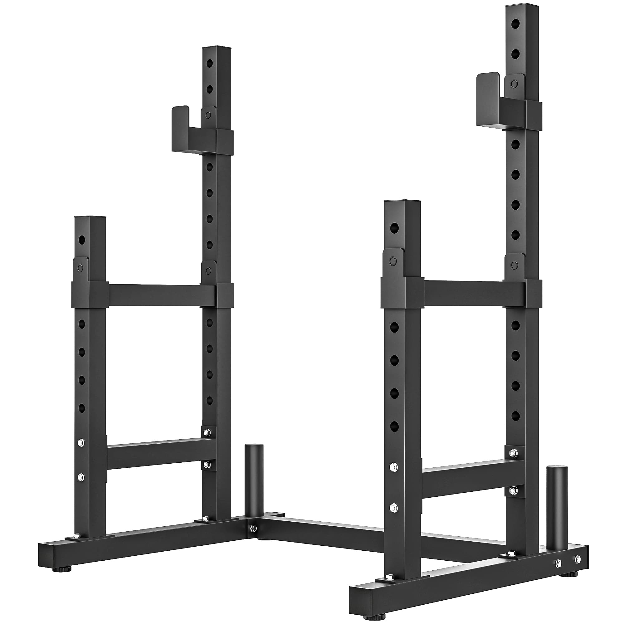 SPORTNOW Porte-barres réglable à 2 niveaux avec porte-disques, en acier, 110x91x145 cm, noir