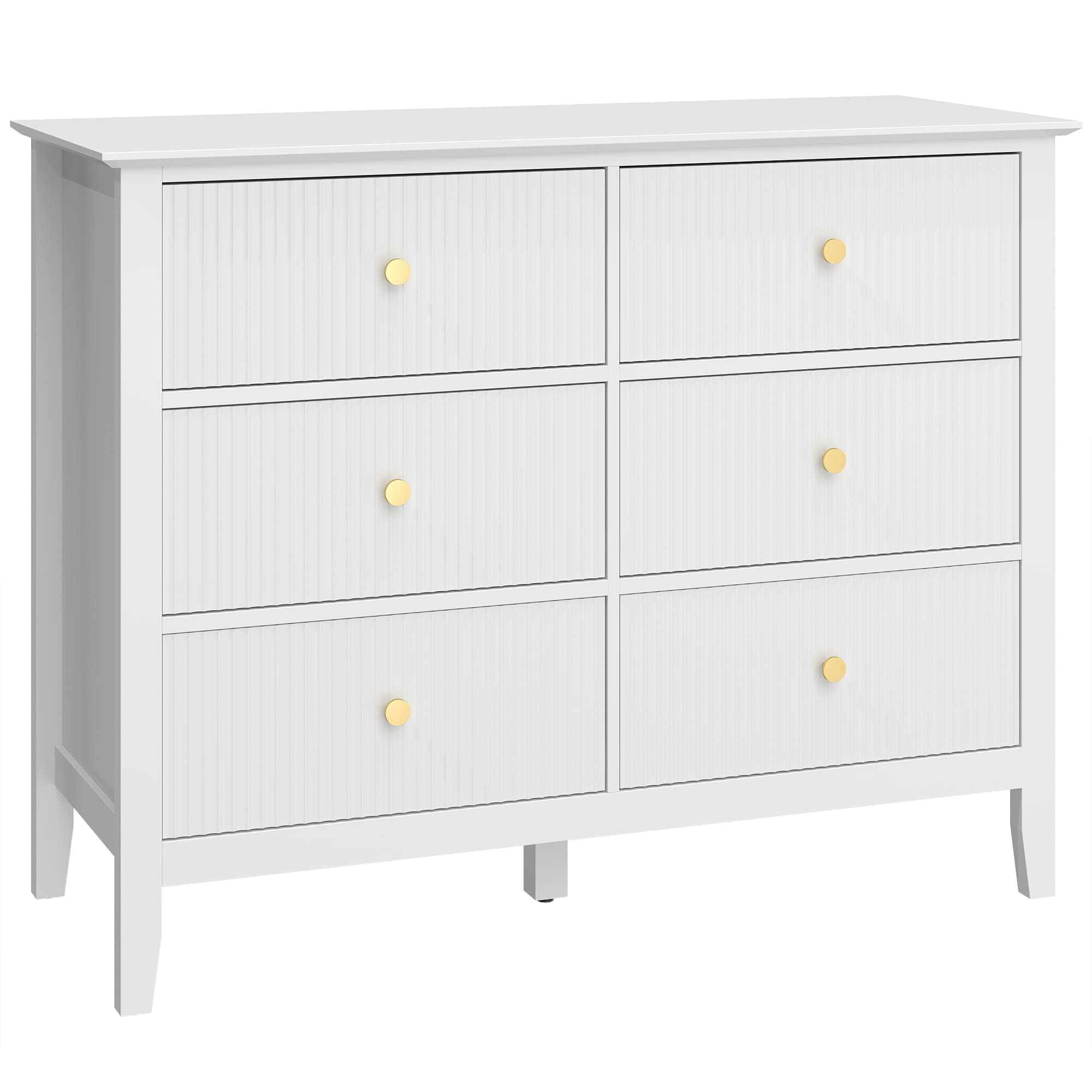 HOMCOM Commode Sideboard 6 tiroirs - Armoire de rangement moderne pour salon, chambre, entrée 100 x 40 x 78 cm Blanc