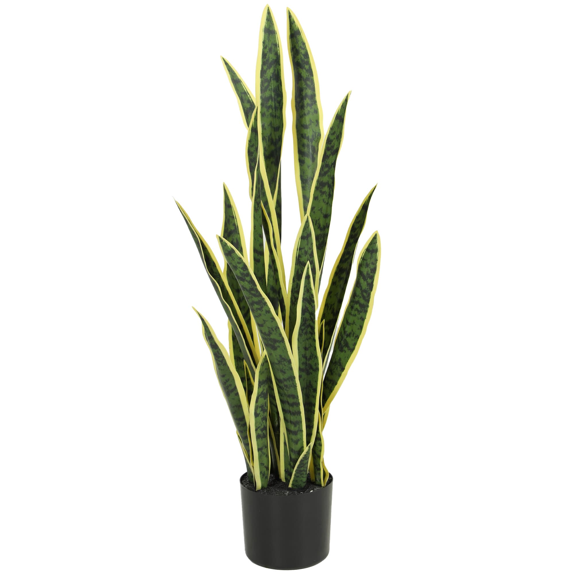Outsunny Sanseveria artificielle en pot pour extérieur et intérieur avec 21 feuilles modelables, Ø20x90 cm
