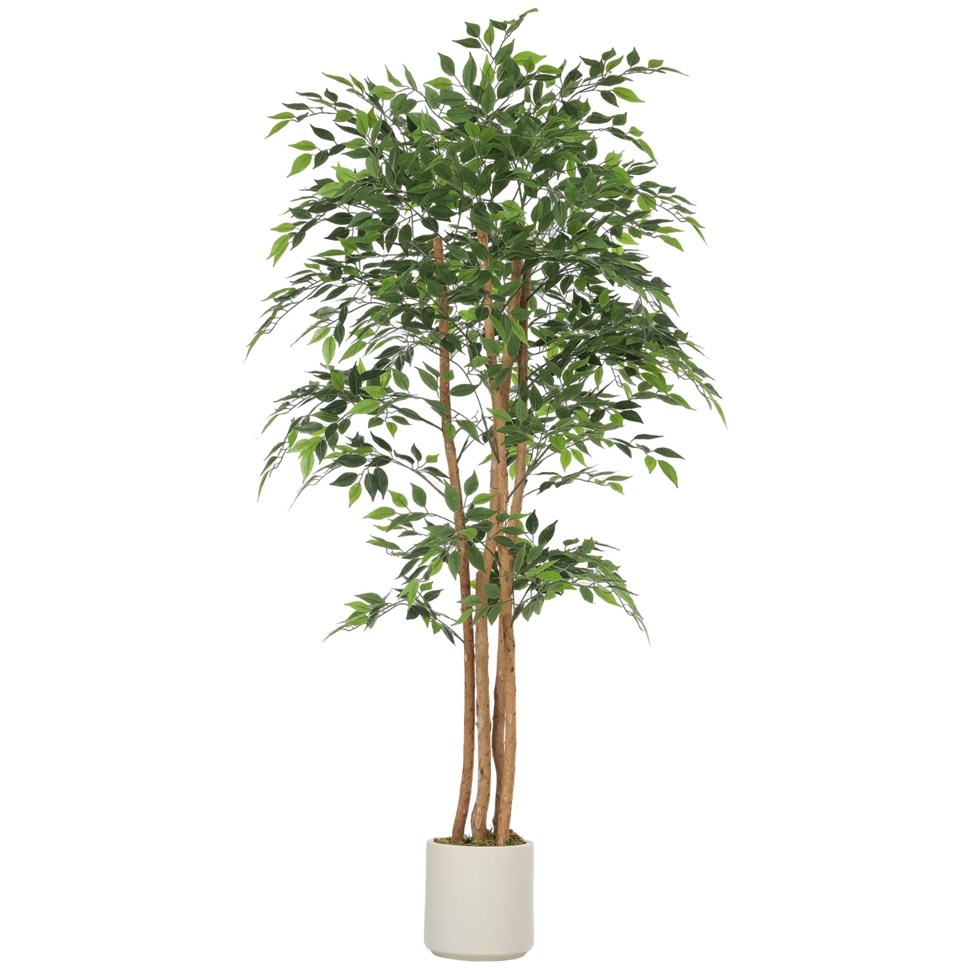 HOMCOM Banian artificiel Plante artificielle avec tronc en bois massif, pot, pour salon chambre bureau 75 x 75 x 180 cm Vert