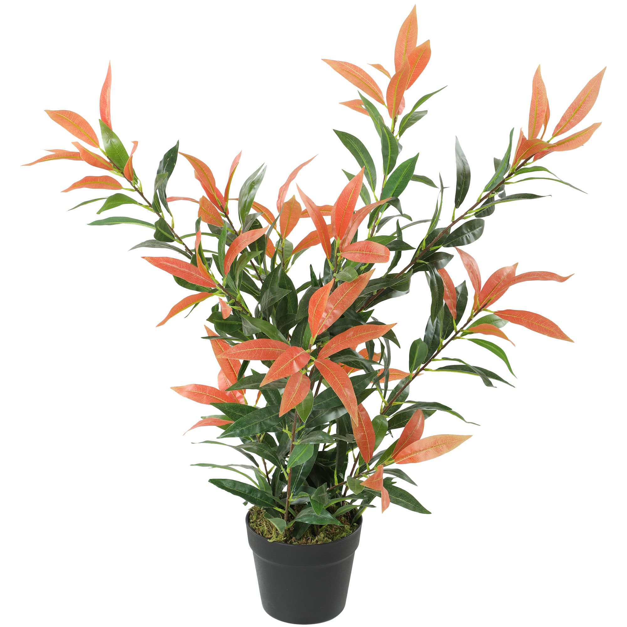 HOMCOM Photinia artificielle 90 cm Plante artificielle avec 300 feuilles, branches ajustables, 45 x 45 x 90 cm, Rouge+Vert