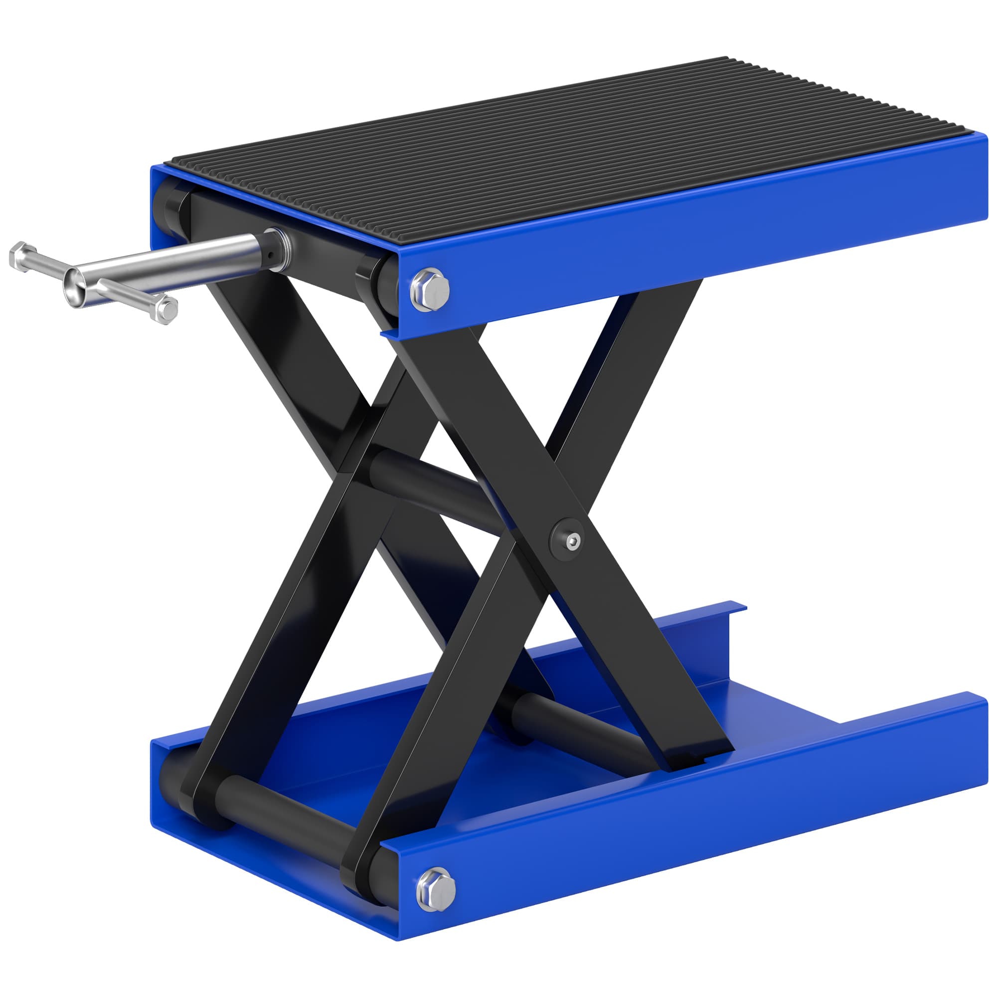 DURHAND Béquille de Levage Pliable et Antidérapante en Acier et Caoutchouc, 41.5x23.5x10-37 cm, Bleu et Noir