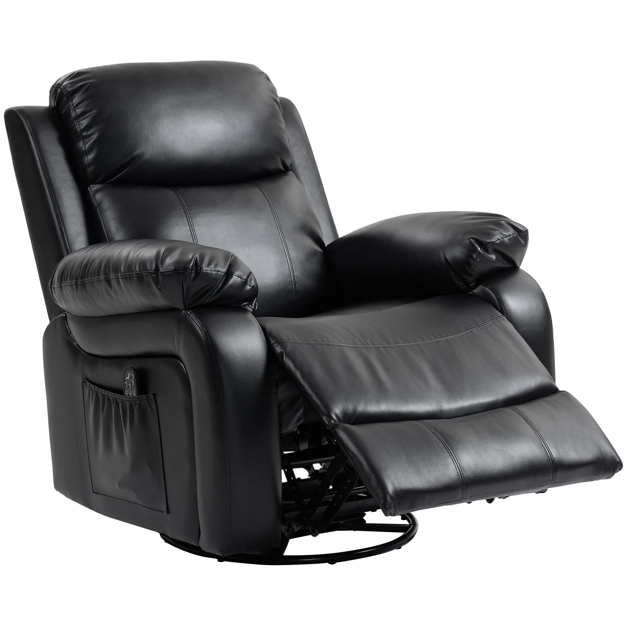 HOMCOM Fauteuil de massage avec 8 têtes vibrantes, fauteuil relax, dossier réglable + repose-pieds, Noir