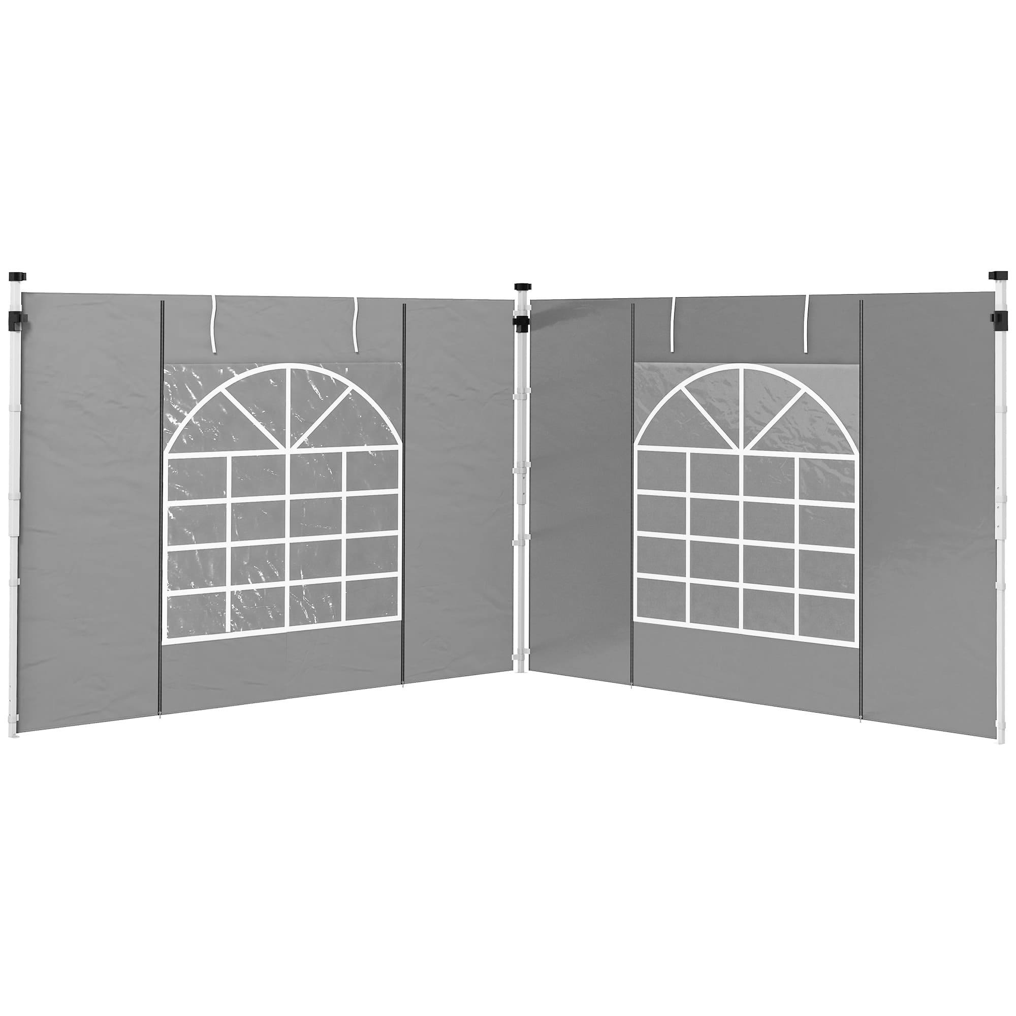 Outsunny Rideaux pour pavillon, lot de 2, pour tonnelles de jardin 3x6 m ou 3x3 m, avec fenêtres et portes, gris clair
