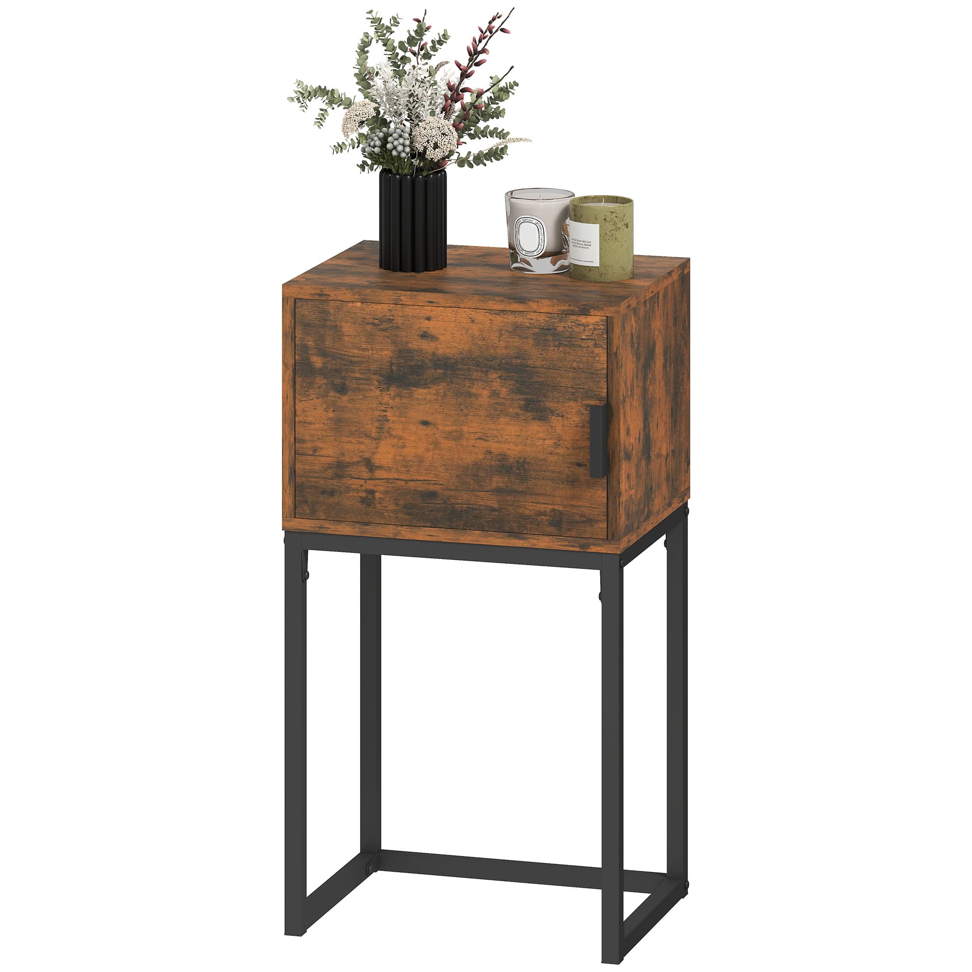 HOMCOM Table console étroite, armoire, design industriel, salon entrée, 40x30x76cm, Brun rustique