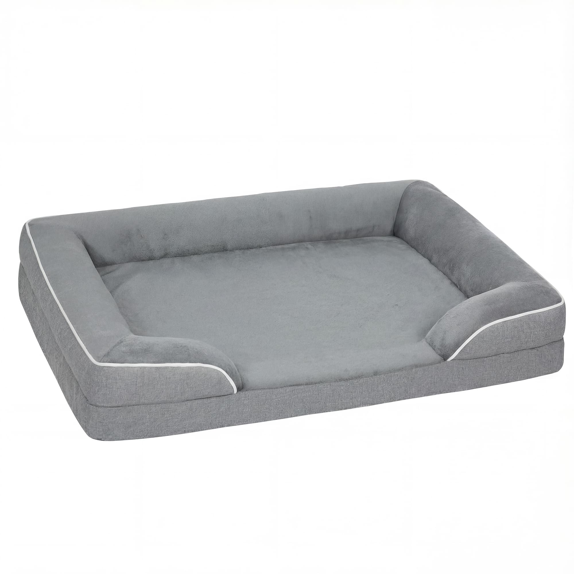 PawHut Lit pour Chiens Moyens Lit pour Chats avec Base Antidérapante Housse Amovible et Lavable 91,5x68,5x16,5 cm Gris