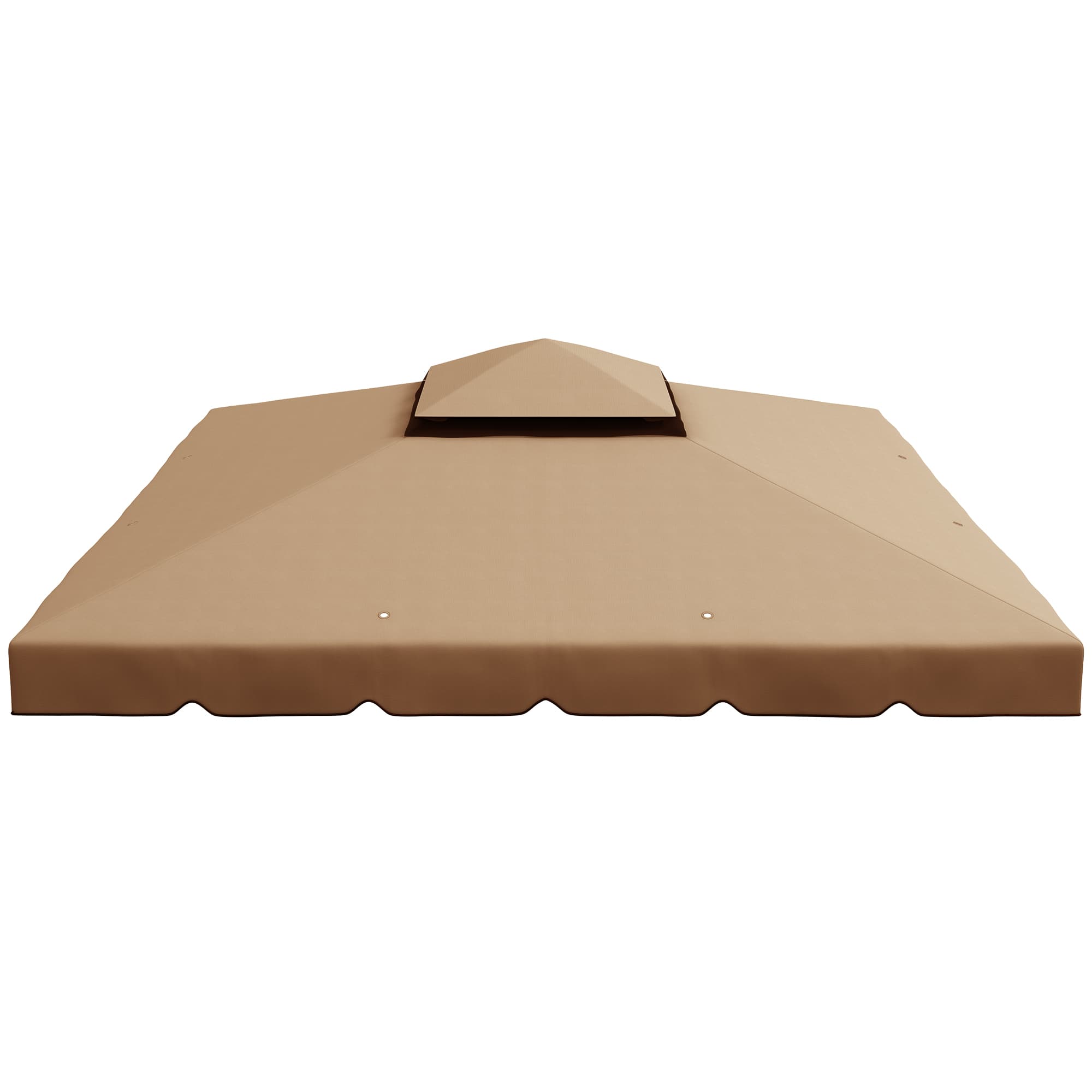 Outsunny Toit pour gazebo 3x3 m 2 niveaux avec 8 trous de drainage en polyester Kaki