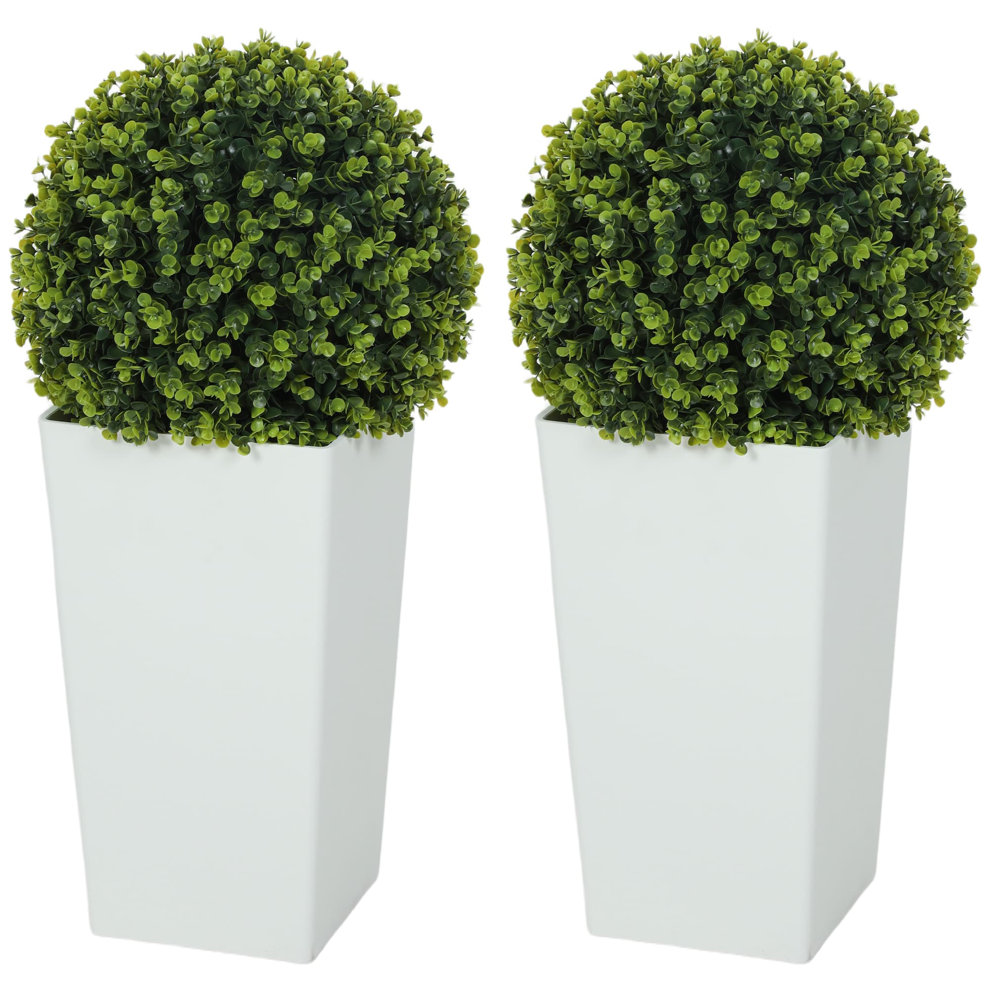 HOMCOM Lot de 2 boules d'eucalyptus artificielles 65 cm Plante artificielle avec protection UV, 330 feuilles en pot, vert