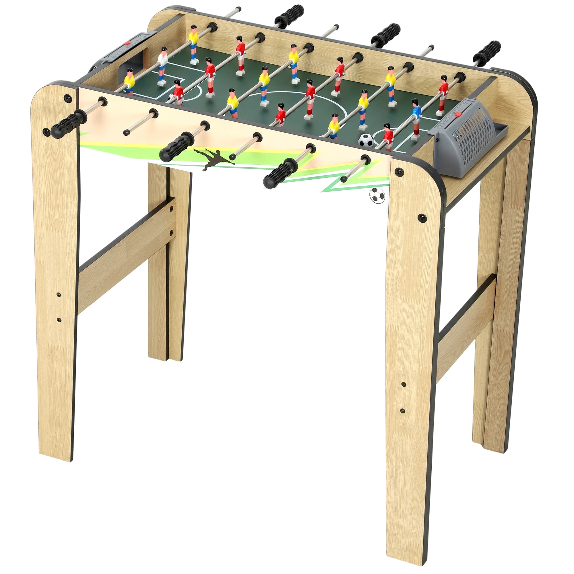 SPORTNOW Baby-foot en bois pour enfants Table de baby-foot avec 2 compteurs 6 barres 18 joueurs 75x66x75 cm Naturel