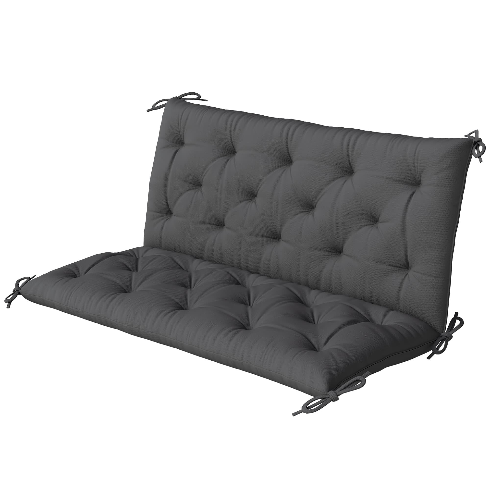 Outsunny Coussin pour banc de jardin ou balancelle de jardin 120x110x12 cm 2 plazas avec 6 cordons de fixation noir