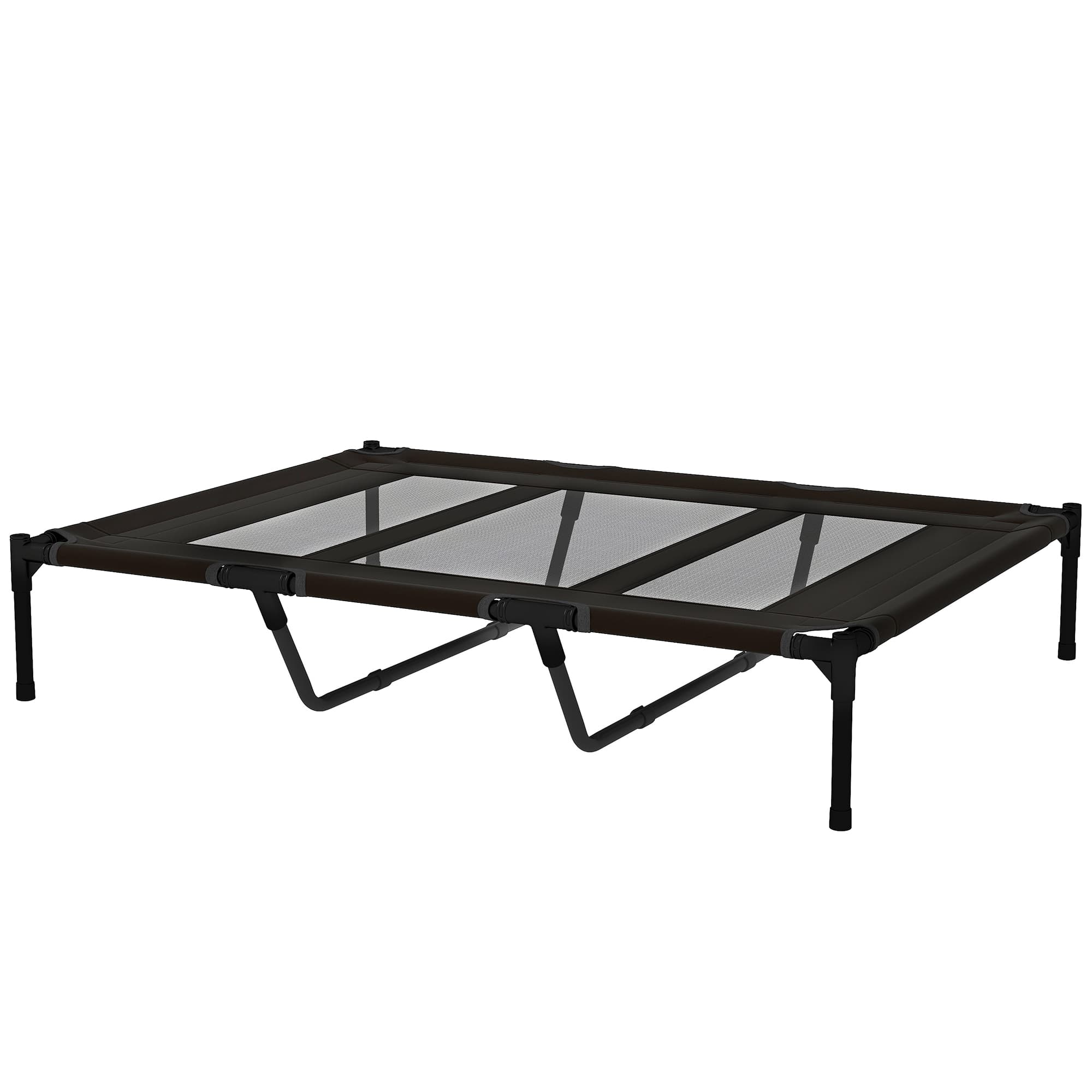 PawHut Lit surélevé pour chiens avec sac de transport, en métal et tissu Oxford, 122x92x23 cm, Noir