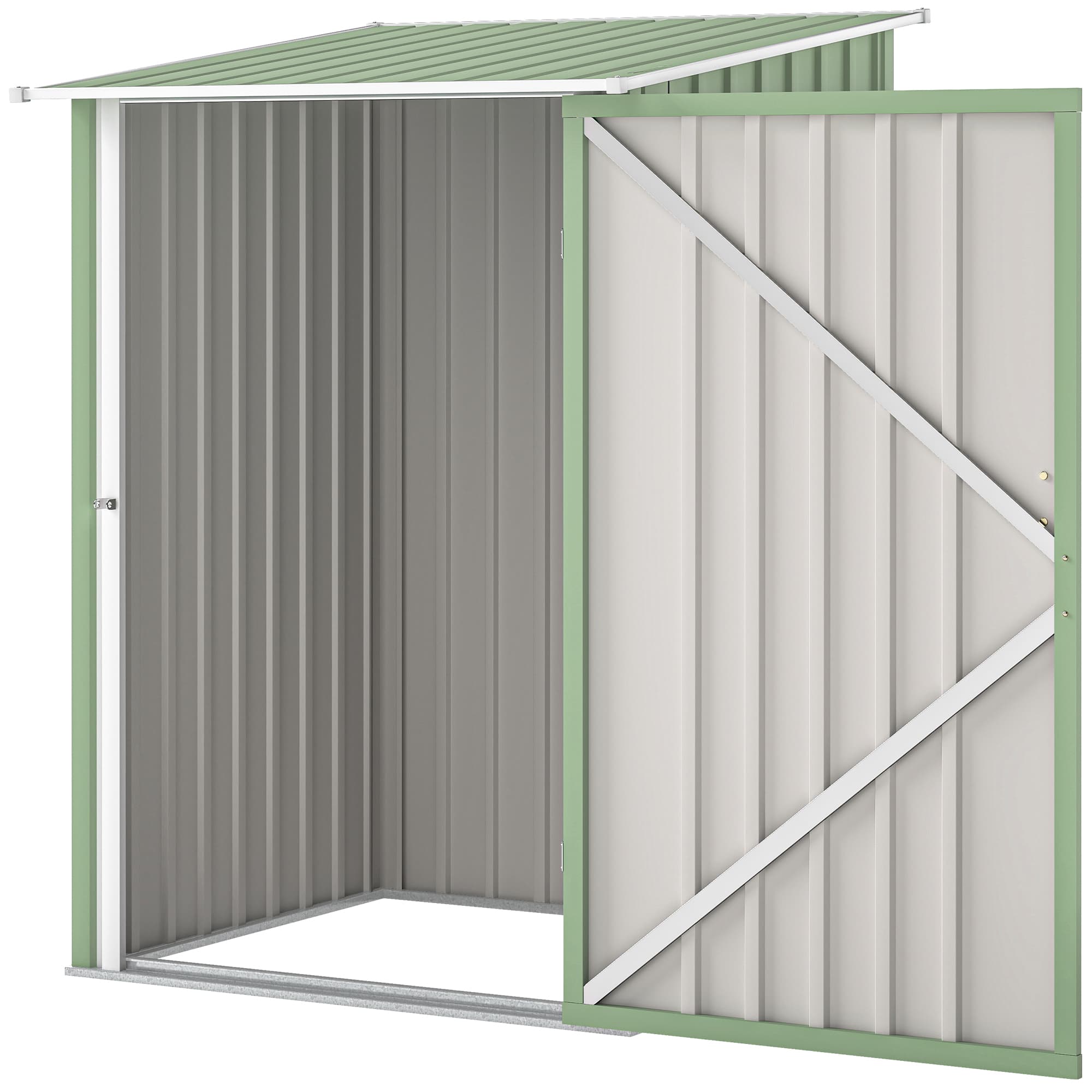 Outsunny Abri de Jardin Abri à Outils en Acier Galvanisé avec Porte, 100x104x160 cm, Vert Clair