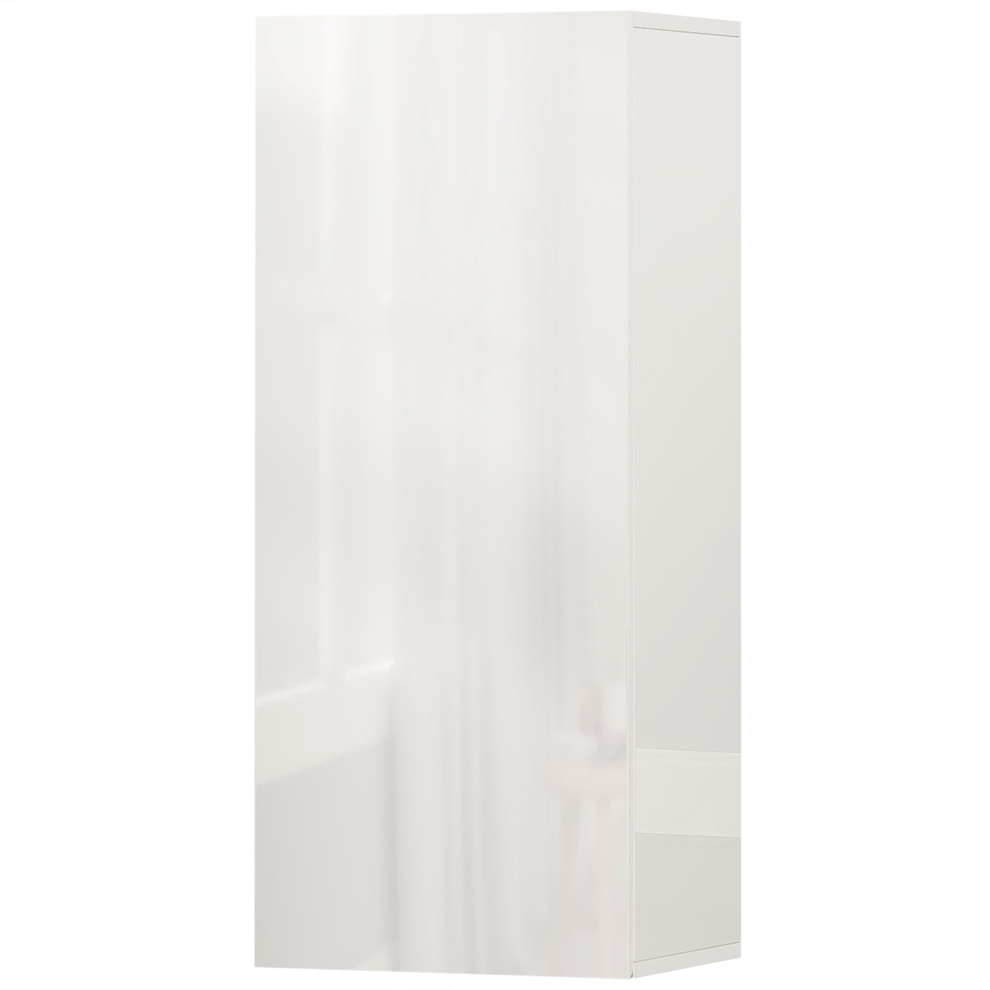 HOMCOM Meuble Mural de Salle de Bain avec 2 Étagères en Verre Réglables et Porte Sans Poignée, Blanc Laqué