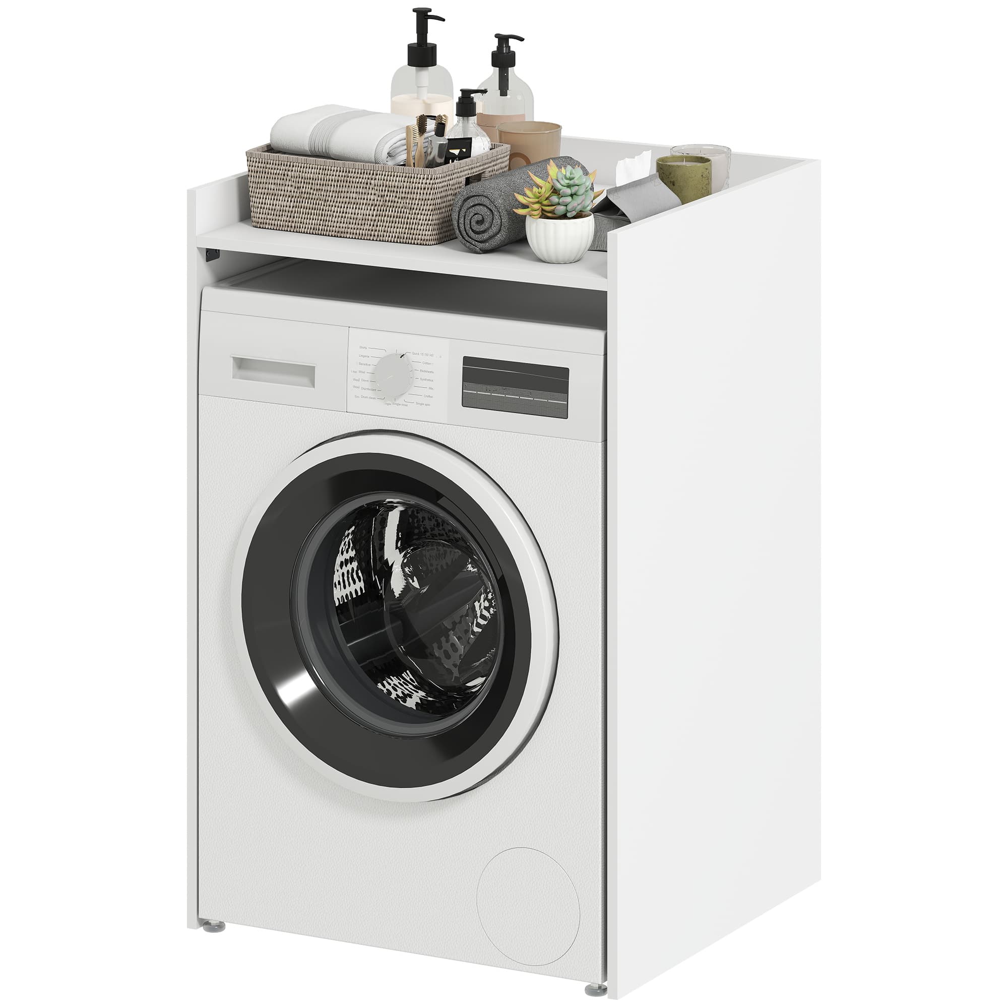 HOMCOM Armoire de salle de bain niche avec étagère ouverte, meuble de salle de bain pour petits espaces, 64 x 60 x 97,5 cm, Blanc