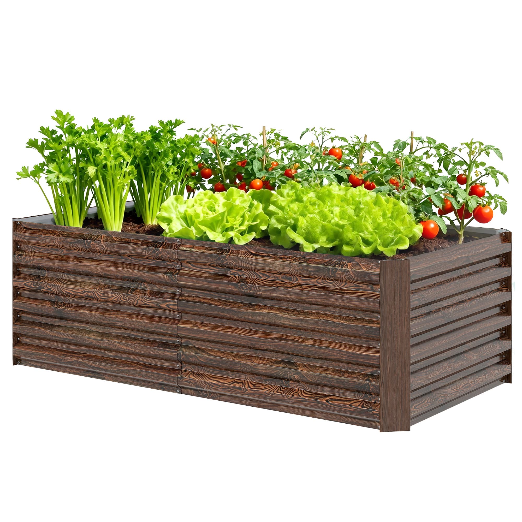 Outsunny Bac potager surélevé avec fond ouvert et bords arrondis, 180x90x57.5 cm, Marron foncé