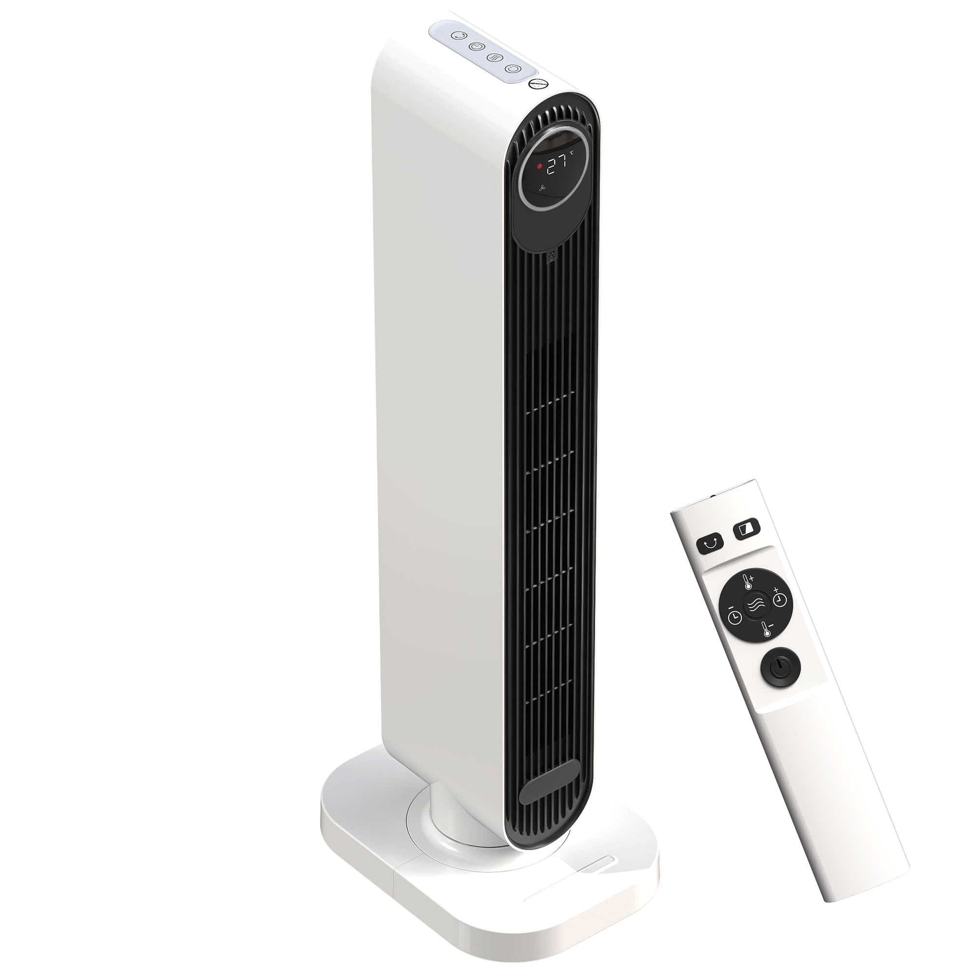 HOMCOM Chauffage soufflant en ABS 2000W avec télécommande, oscillation et minuterie, 30x22x82.5 cm, Blanc