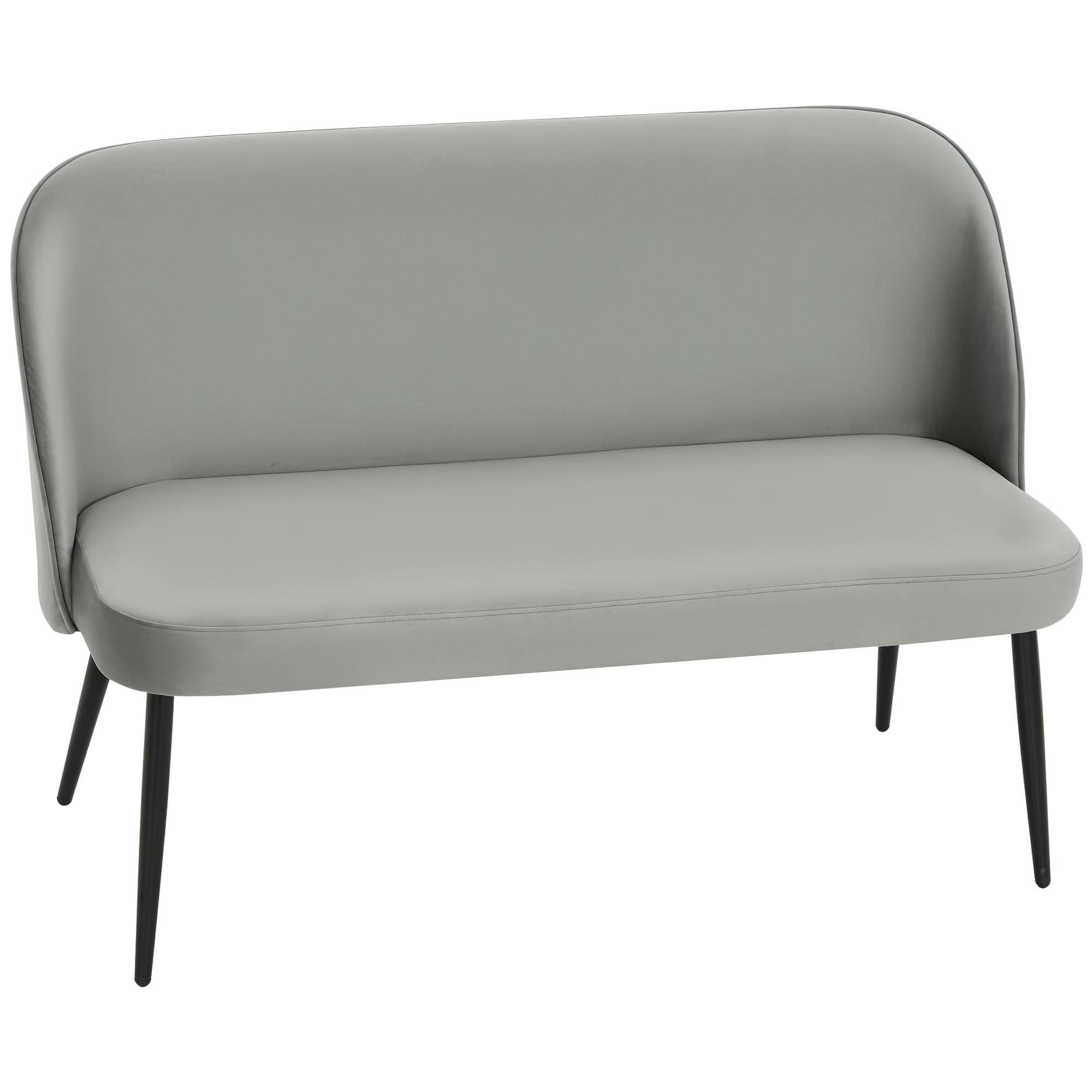 HOMCOM Canapé 2 places, canapé rembourré moderne avec cadre en métal et en bois, revêtement tissu aspect velours, Gris