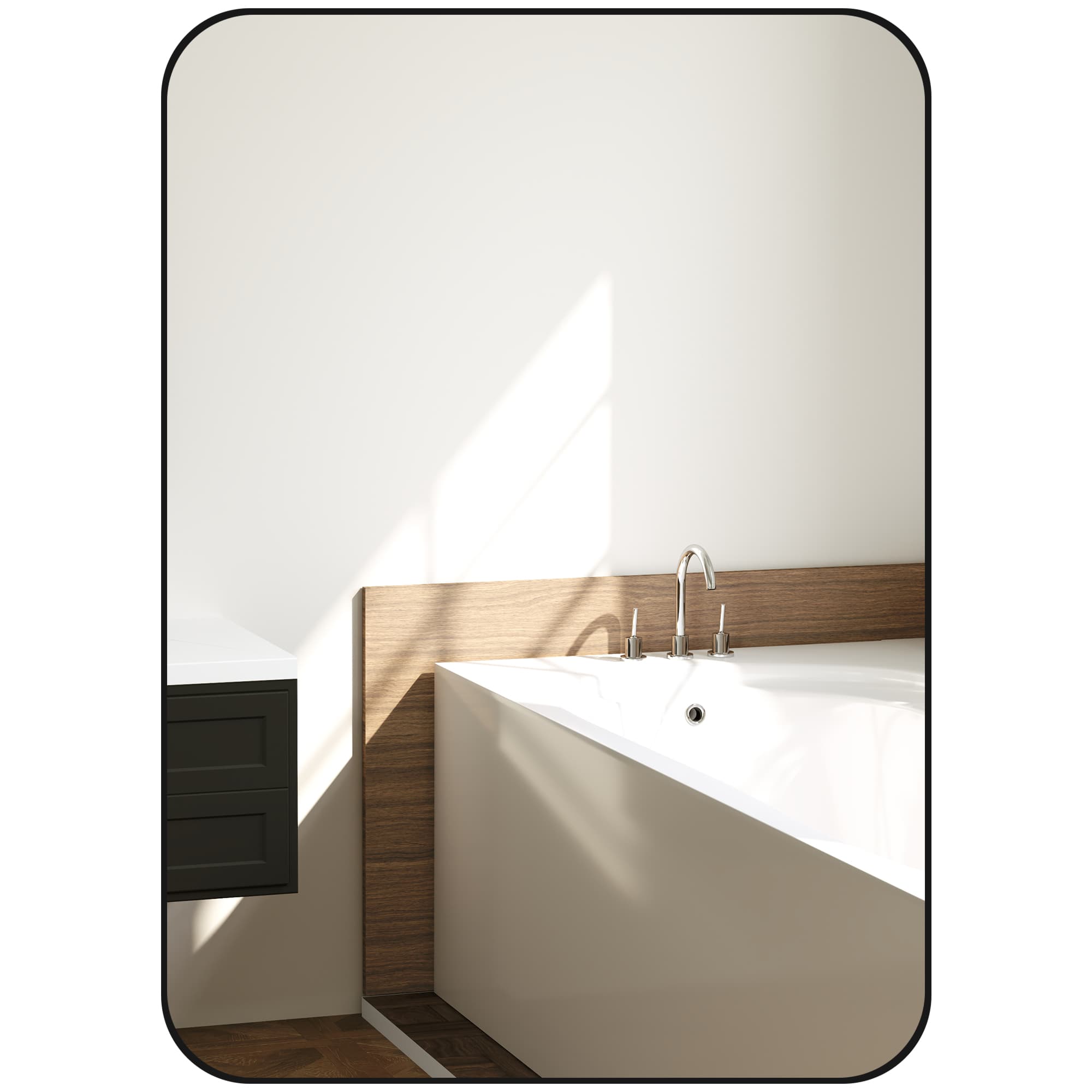 HOMCOM Miroir mural film anti-éclats cadre métallique salle de bain 50 x 70 cm Noir