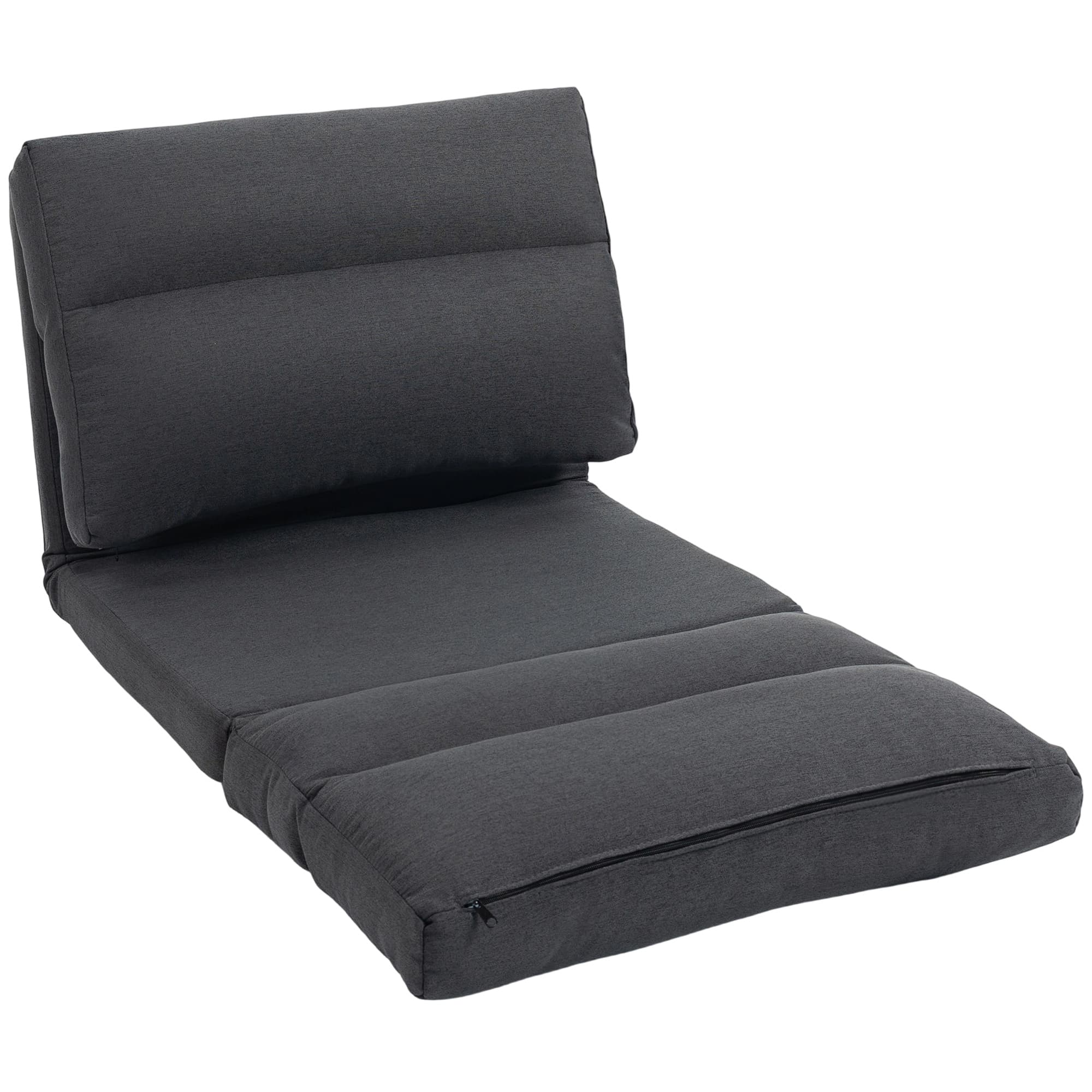 HOMCOM Pouf avec fonction lit, dossier inclinable, pliable, jusqu'à 120kg, 70 x 72 x 56 cm, Gris foncé
