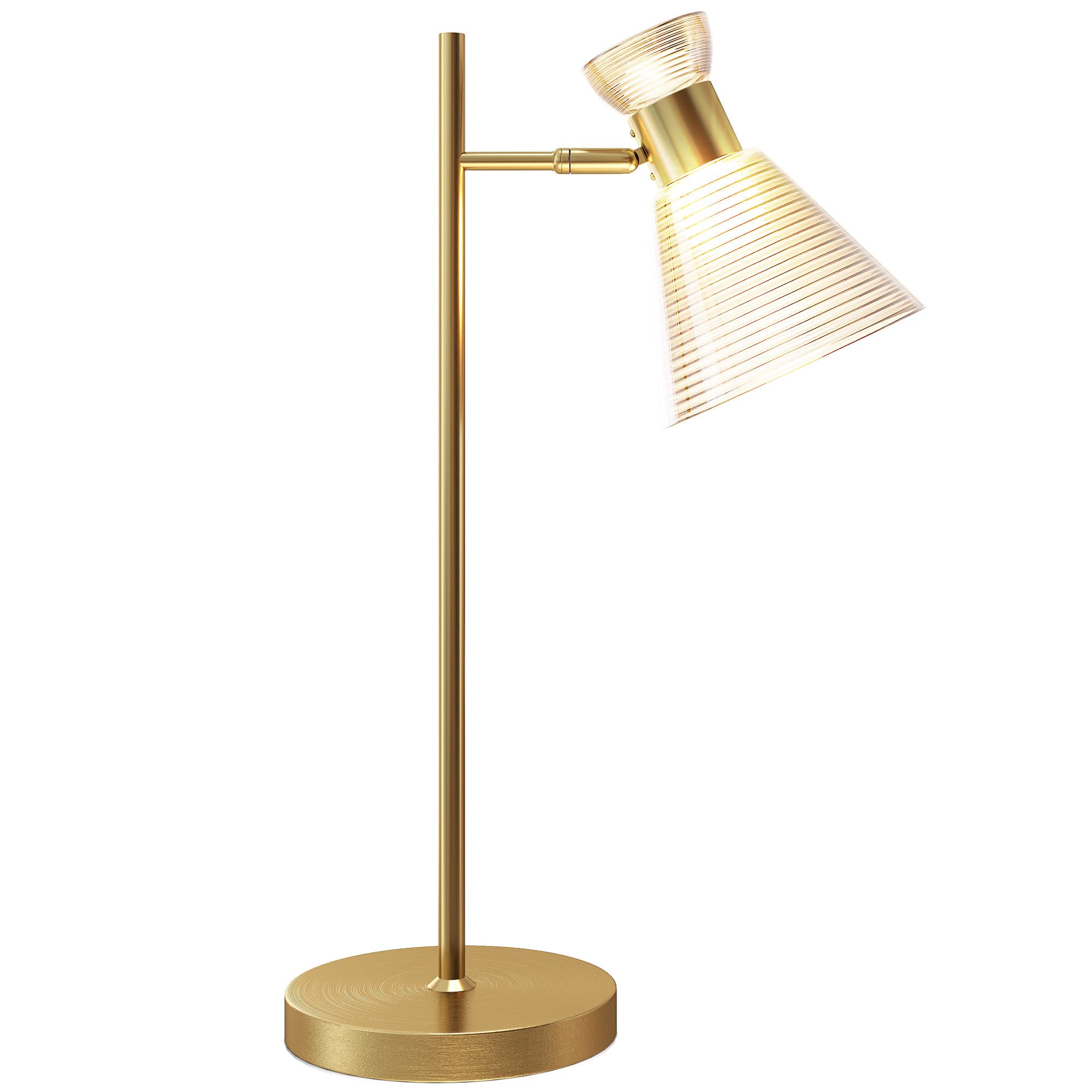 HOMCOM Lampe de Table Moderne avec Abat-jour en Verre Réglable Ambré et Satiné, Douille E27, Or