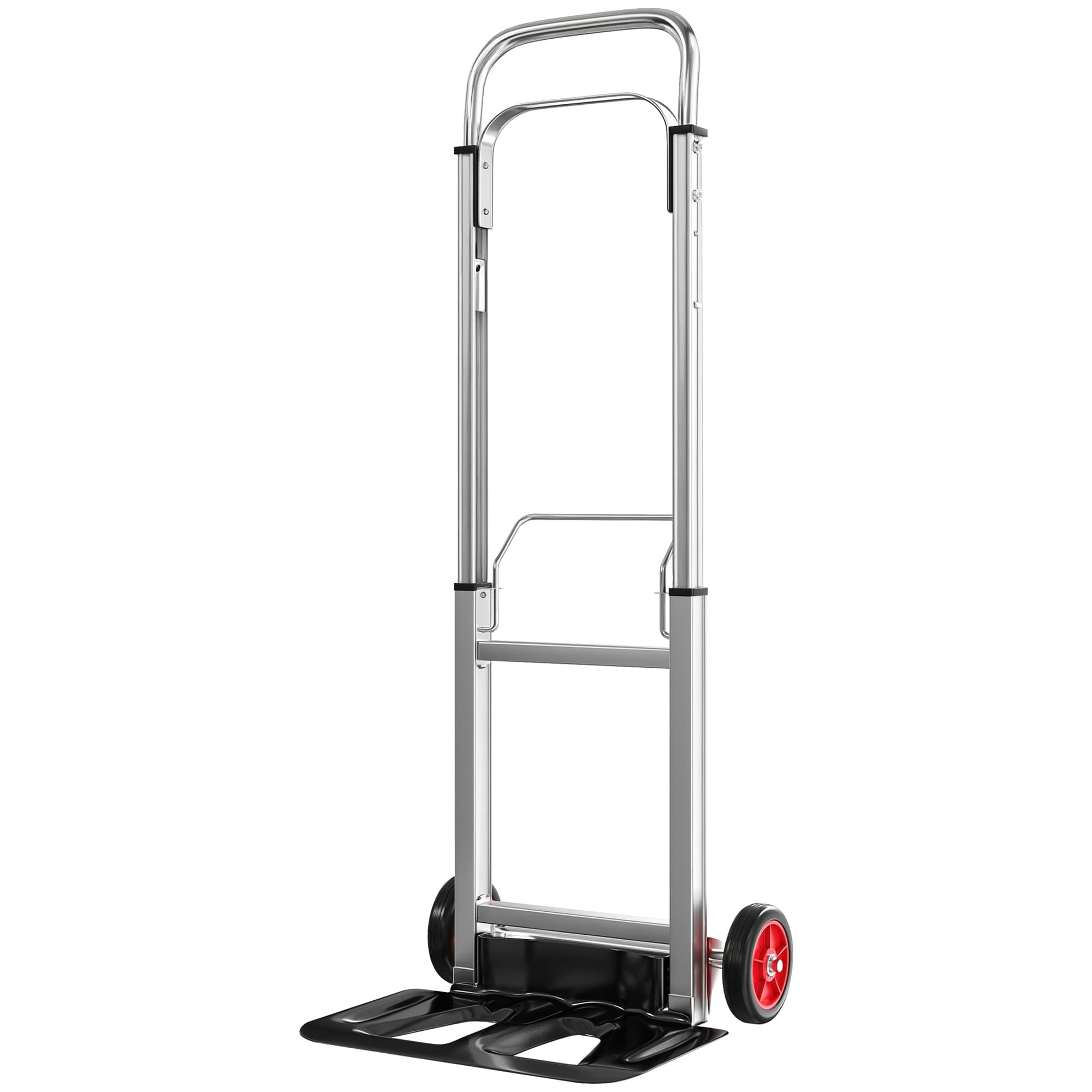 HOMCOM Brouette à Main Pliable en Aluminium Charge 90 kg avec Roues Poignée Télescopique Réglable 40x41x108 cm Argent et Noir