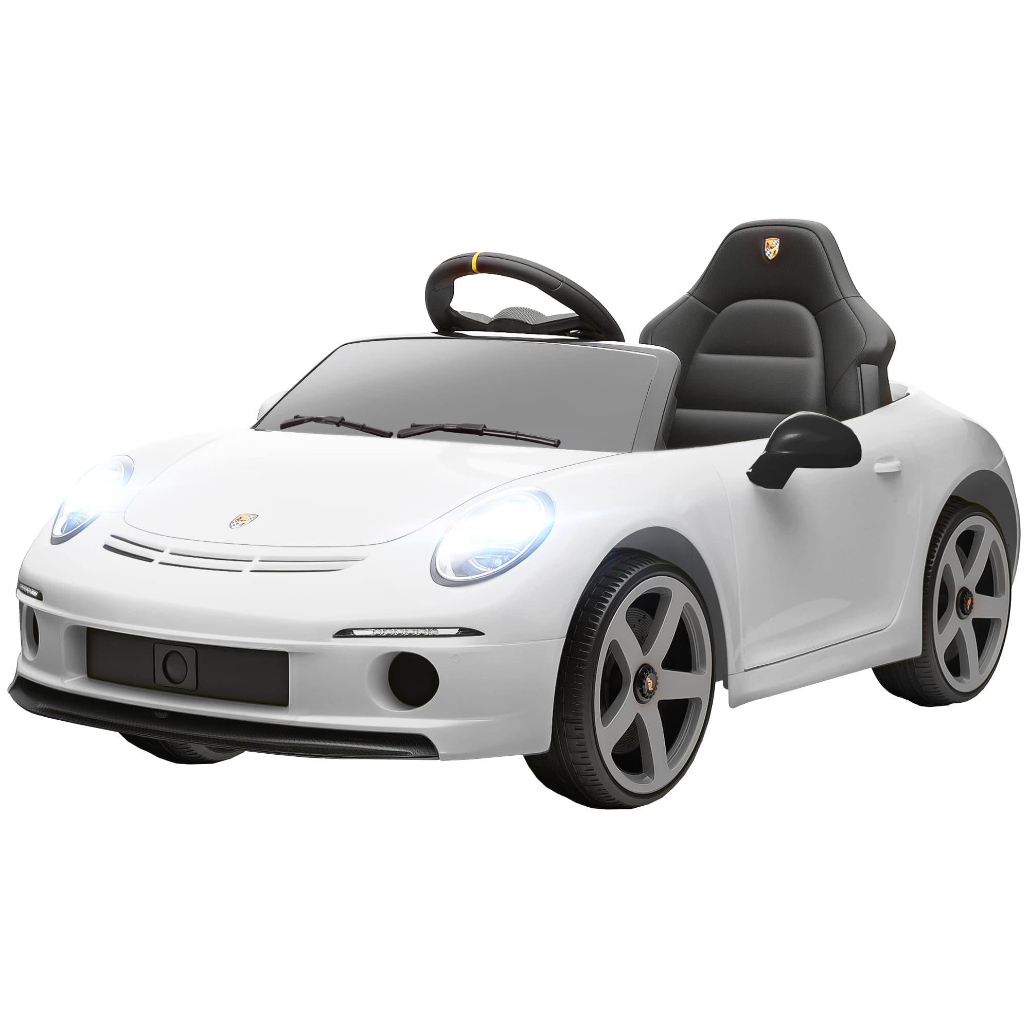 AIYAPLAY Voiture pour enfants 3-5 ans avec licence officielle RUF GT, télécommande, ceinture de sécurité et musique, Blanc