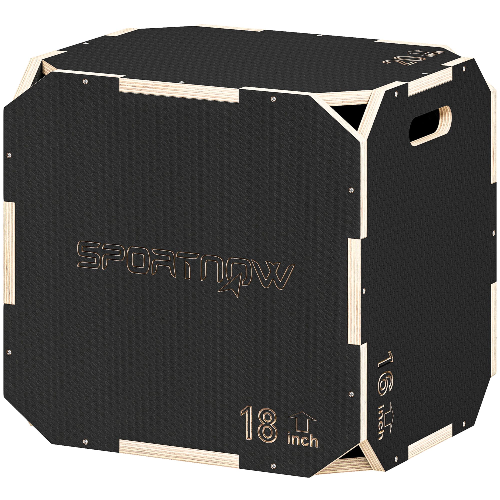 SPORTNOW Box de saut, coins sans arêtes, contreplaqué, réglable en hauteur, poignées latérales, Noir