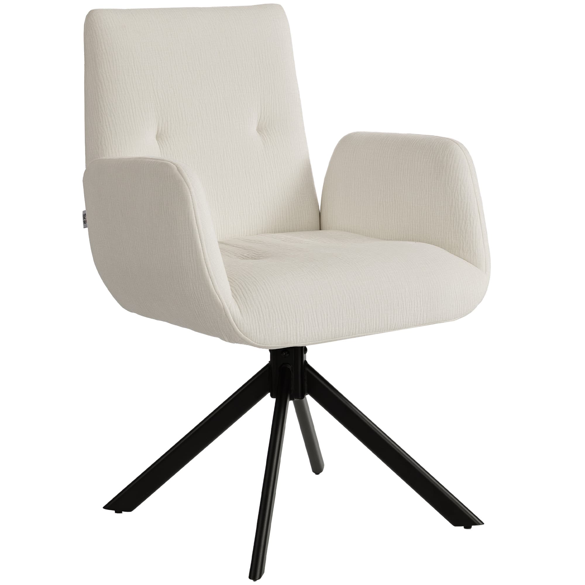 HOMCOM Fauteuil rembourré, fauteuil d'appoint, design moderne, pivotant, jusqu'à 120 kg, blanc crème