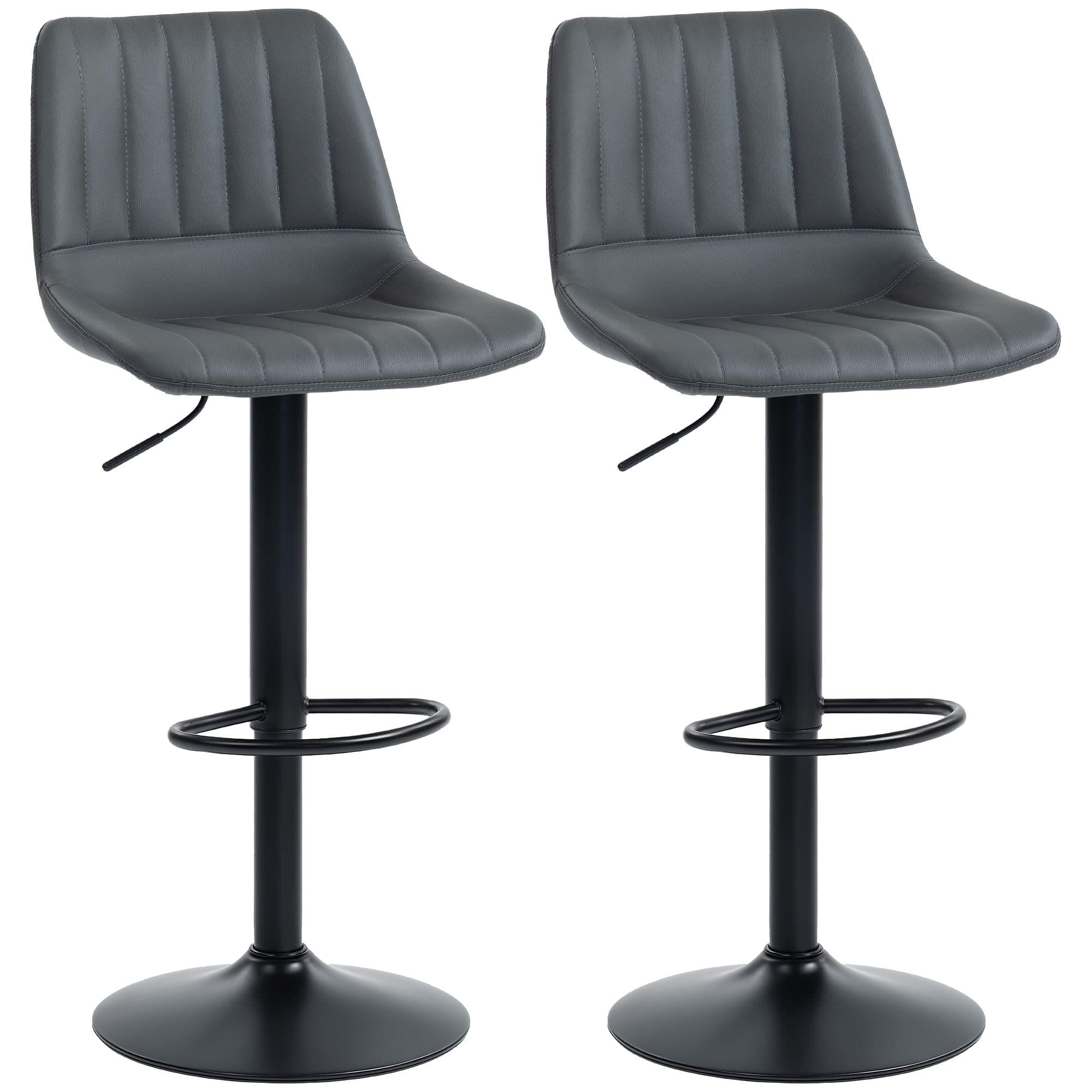 HOMCOM Lot de 2 tabourets de bar design rétro, avec repose-pieds, hauteur réglable, 43 cm x49,5 cm x 111 cm