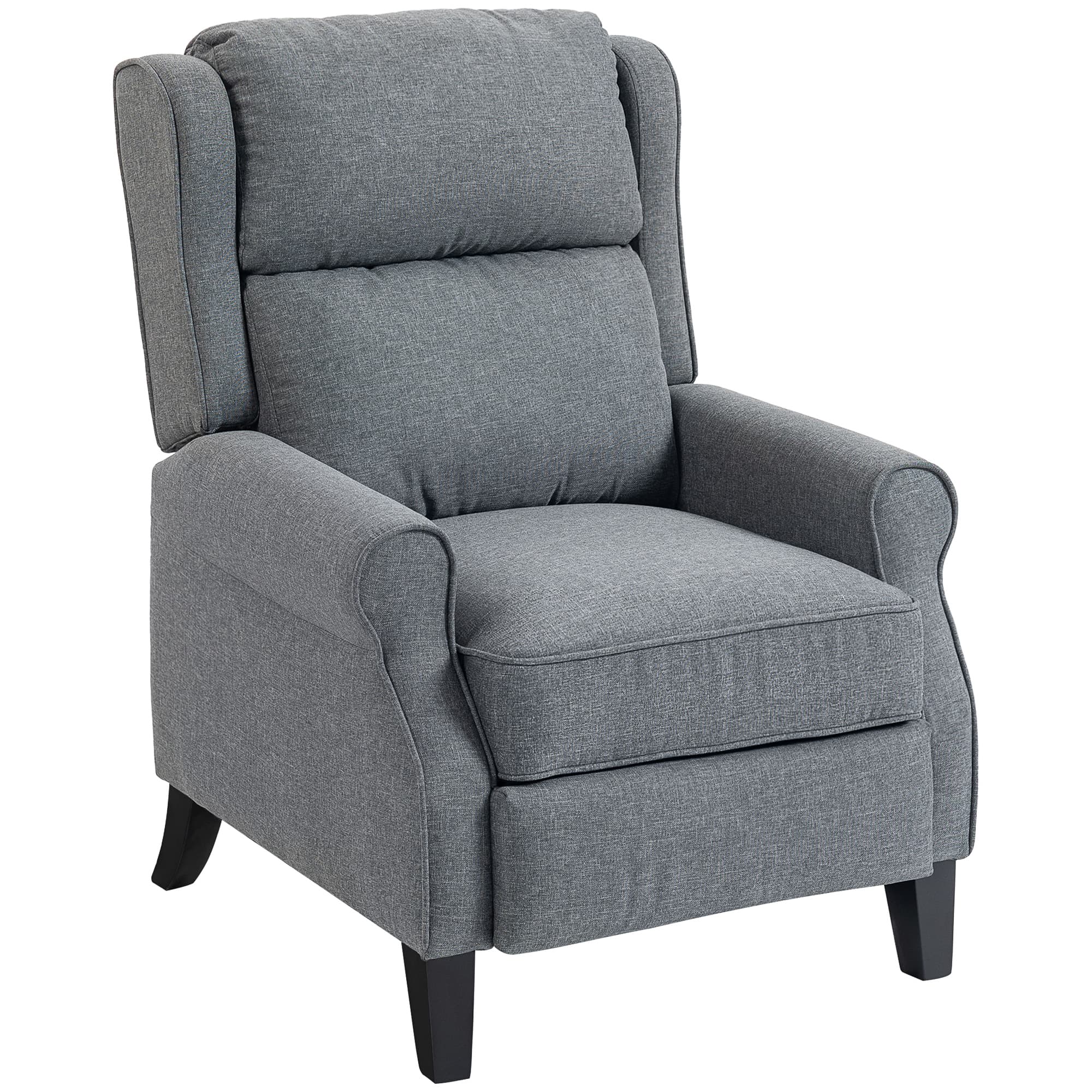 HOMCOM Fauteuil inclinable 132° max en tissu effet lin avec repose-pieds, 74x84x102 cm, Gris