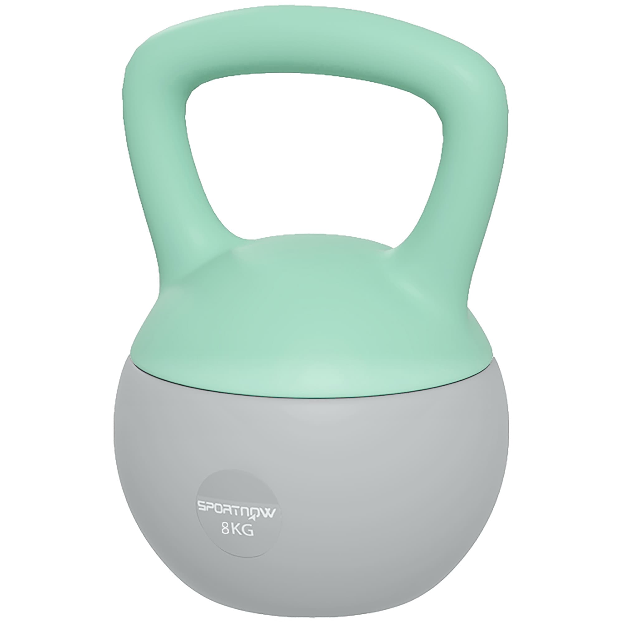SPORTNOW Kettlebell 8 kg Rempli de Sable Métallique Poignée Antidérapante pour Maison 19x19x28 cm Vert et Gris