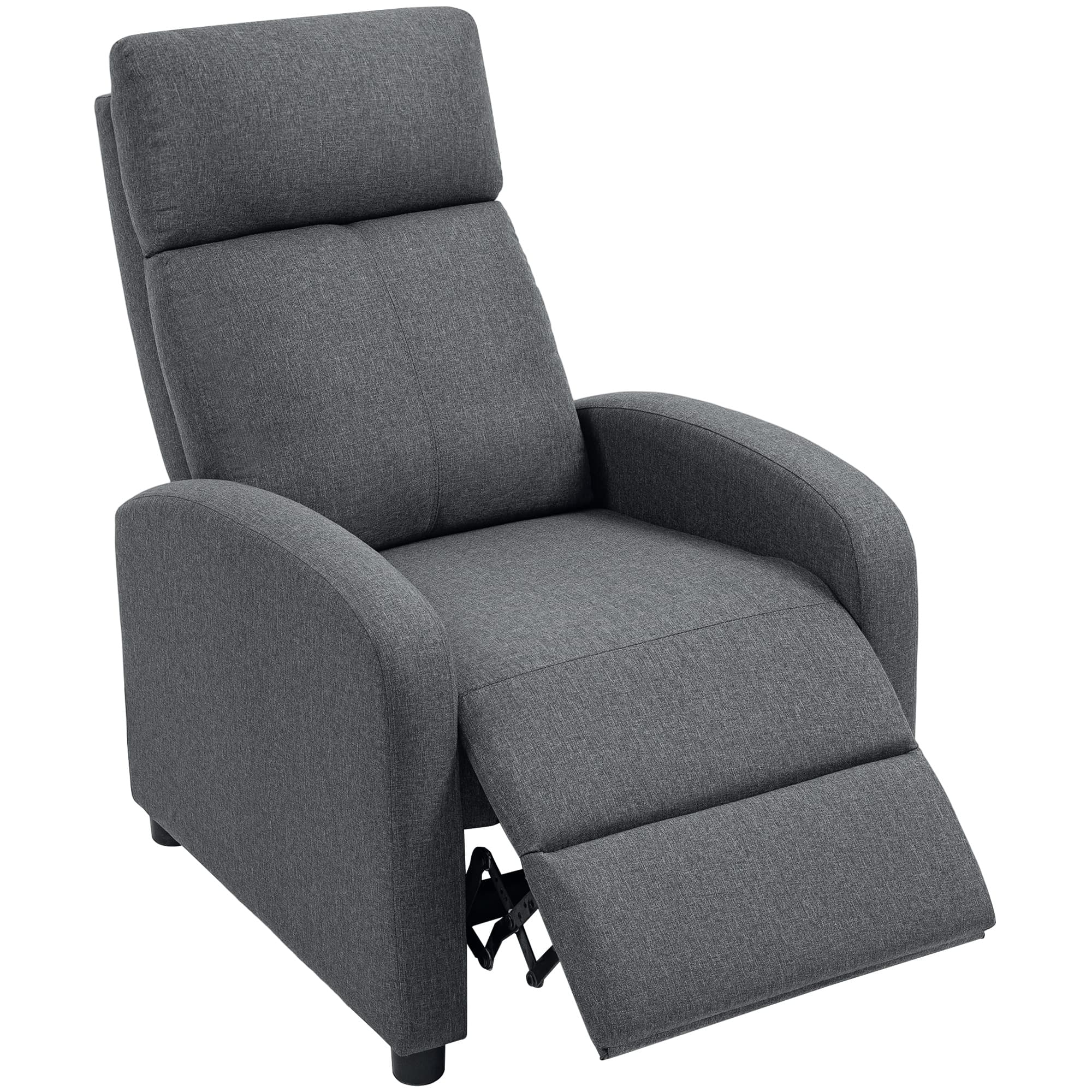 HOMCOM Fauteuil Relax Rembourré et Reclinable à 135° avec Repose-pieds en Tissu, 69x87x100.5 cm, Gris