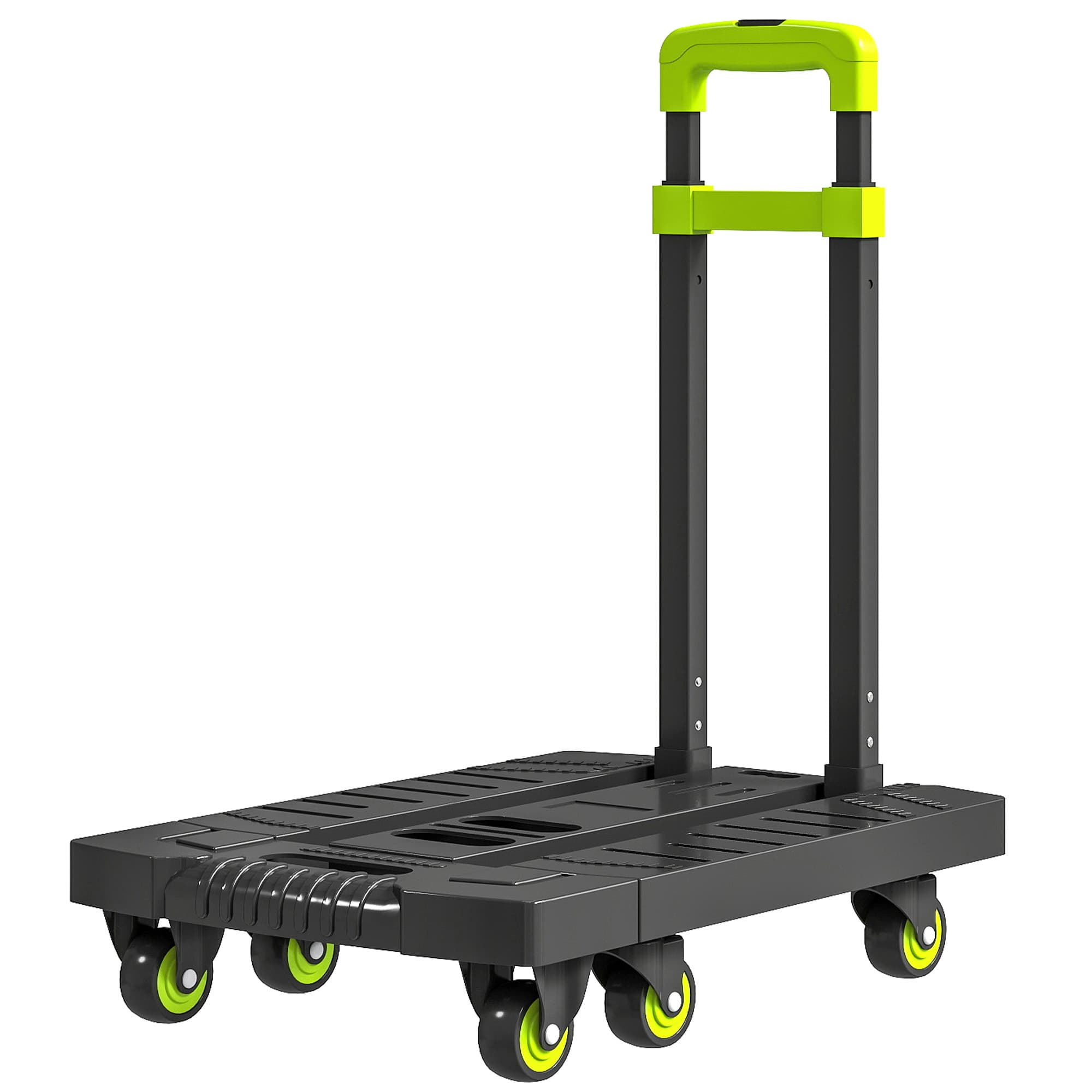 HOMCOM Chariot pliable en métal avec roues et poignée réglable 49 x 35 x 102 cm Vert